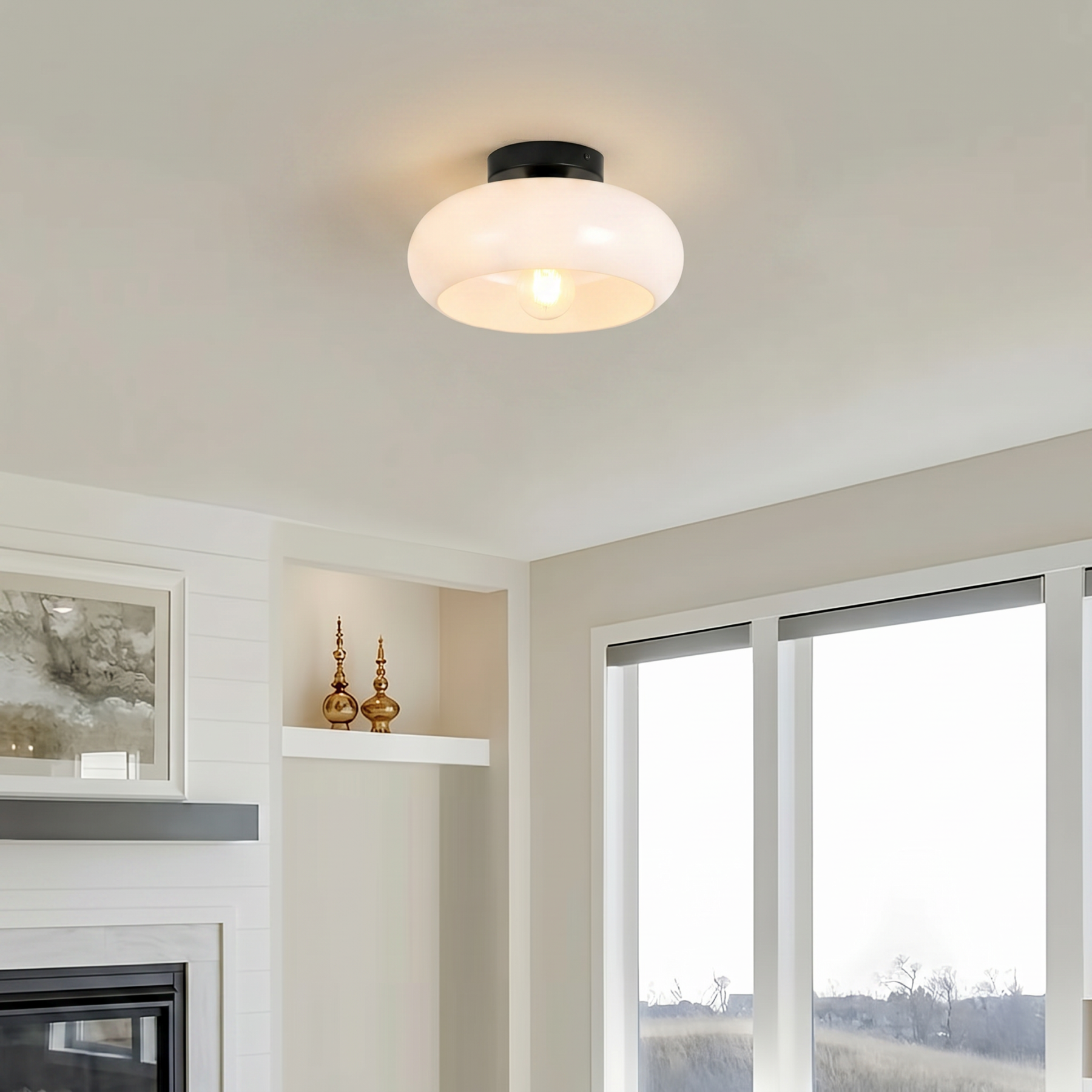 Ozimo Mid-Century Vintage Semi Flush Mount Ceiling Light
