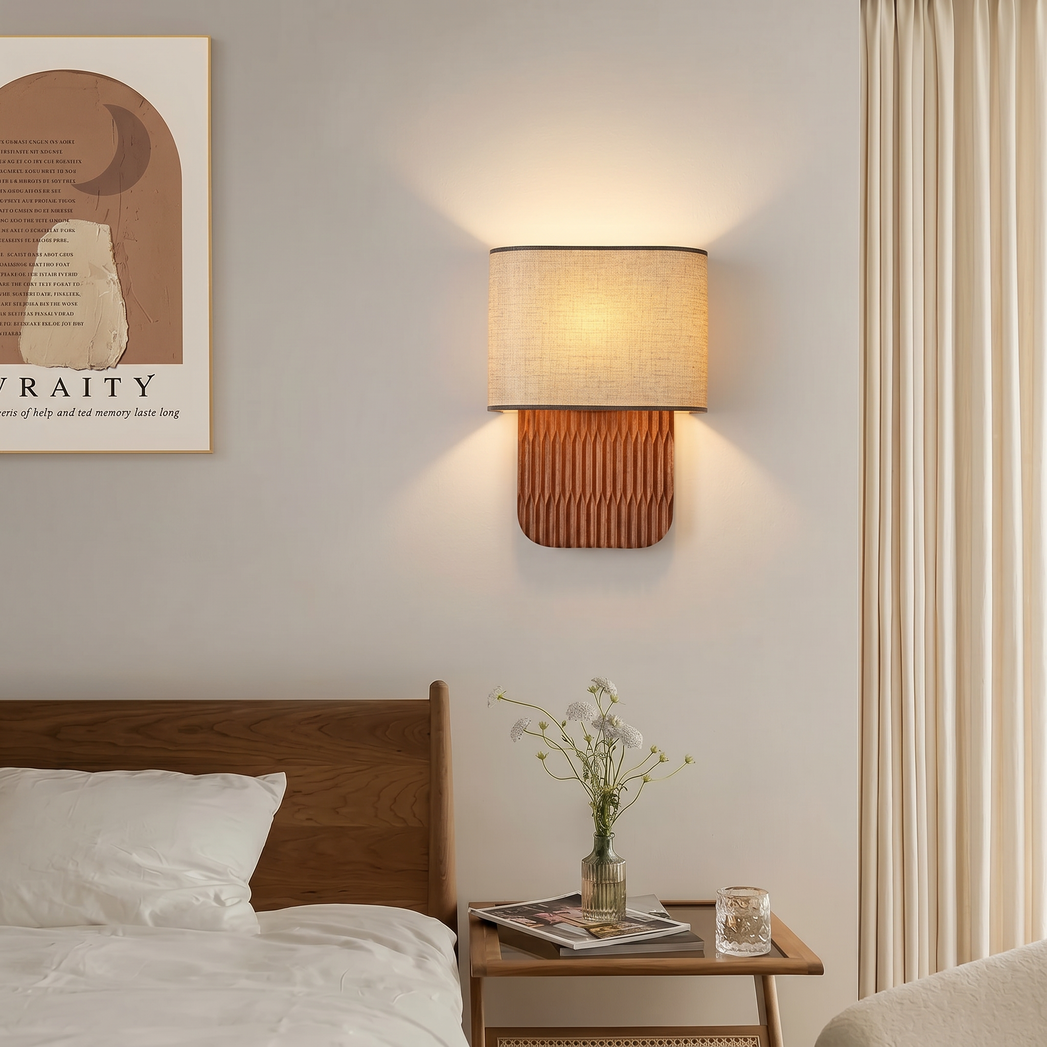 Modern Rustic Fabric Wall Lamp for Bedroom & Hallway