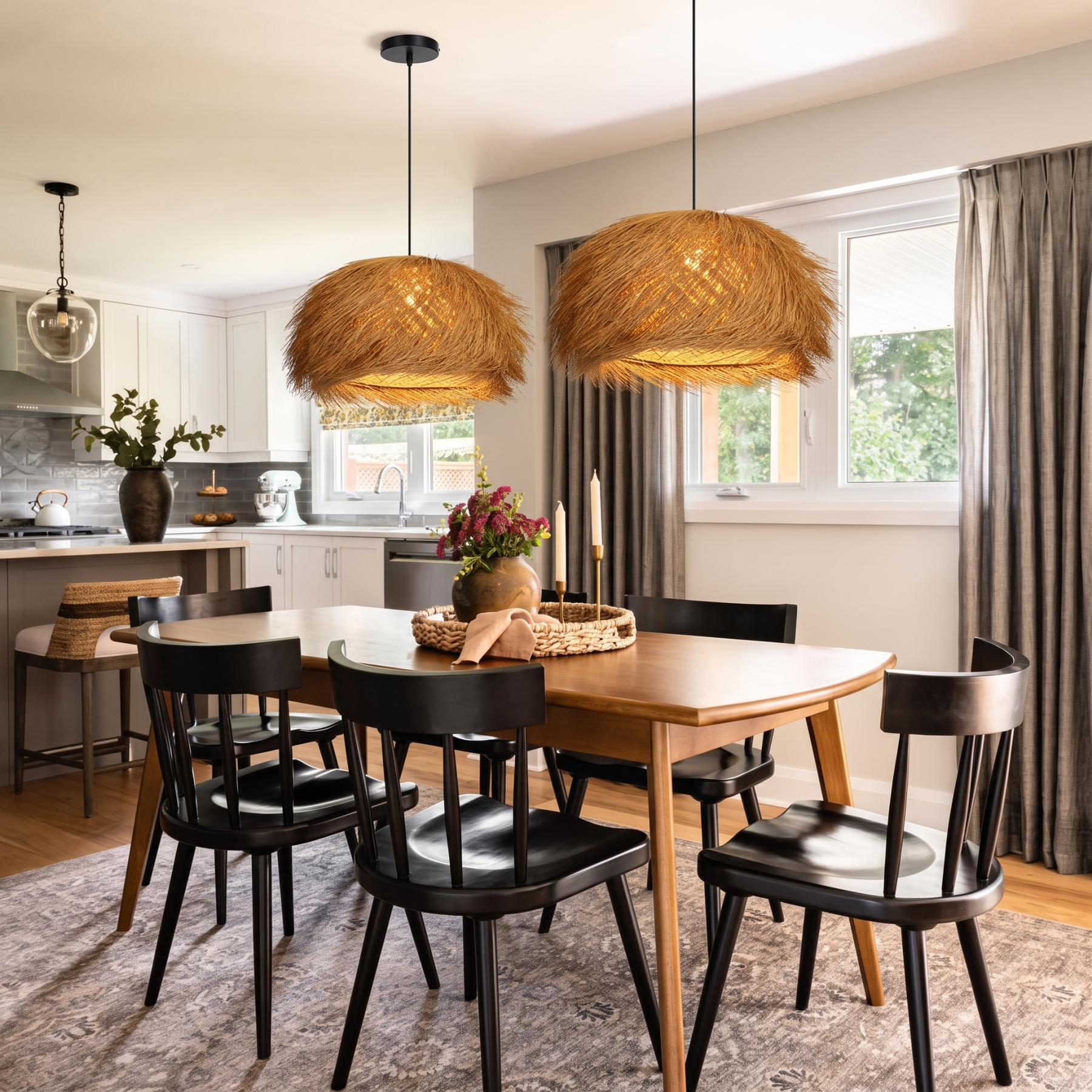 Japanese Style Vintage Grass Light Chandelier Rattan Pendant Light