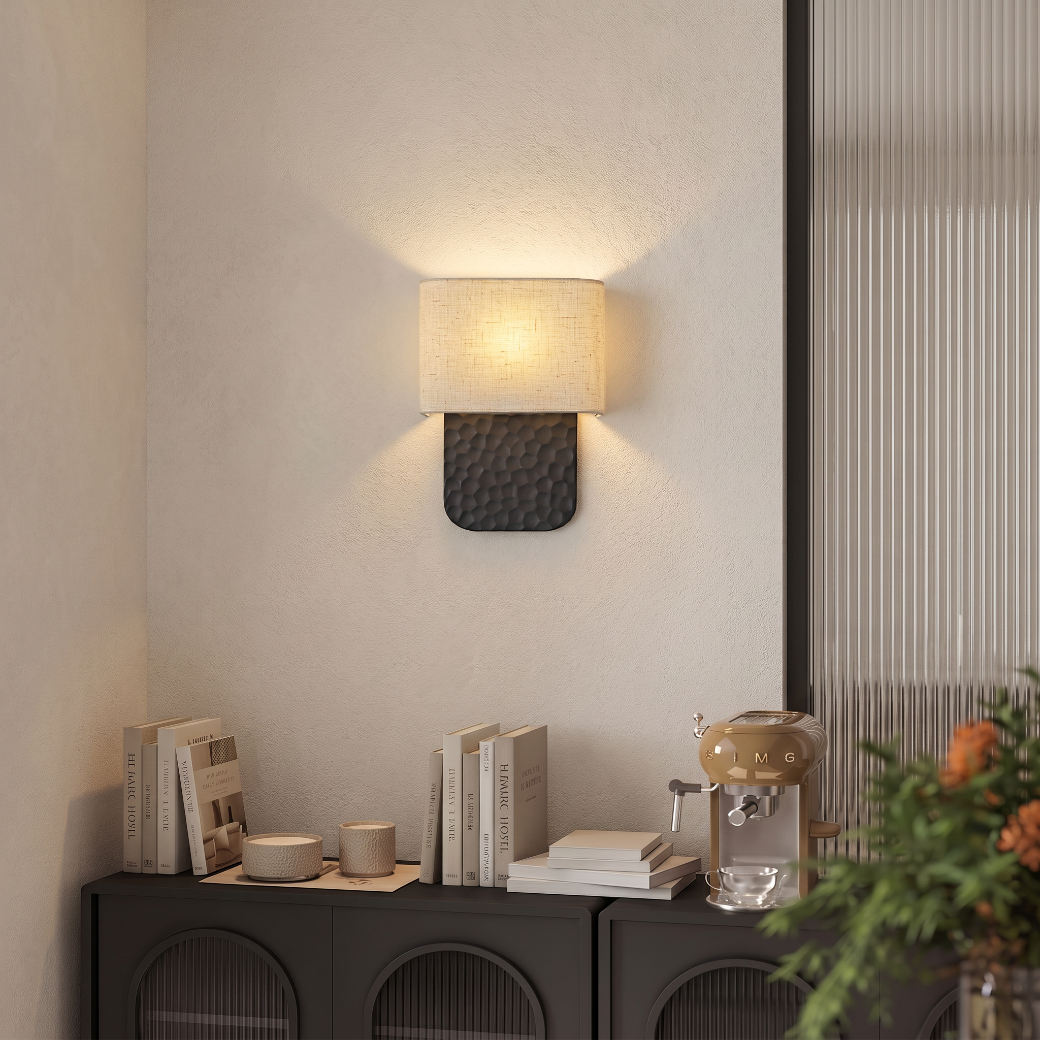 Modern Rustic Fabric Wall Lamp for Bedroom & Hallway
