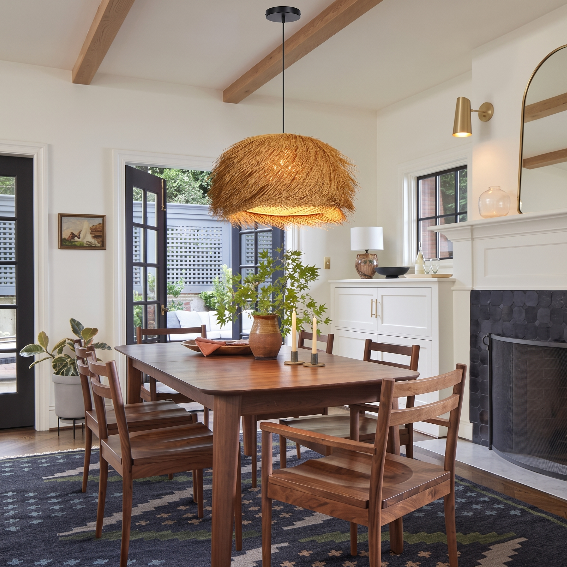 Japanese Style Vintage Grass Light Chandelier Rattan Pendant Light