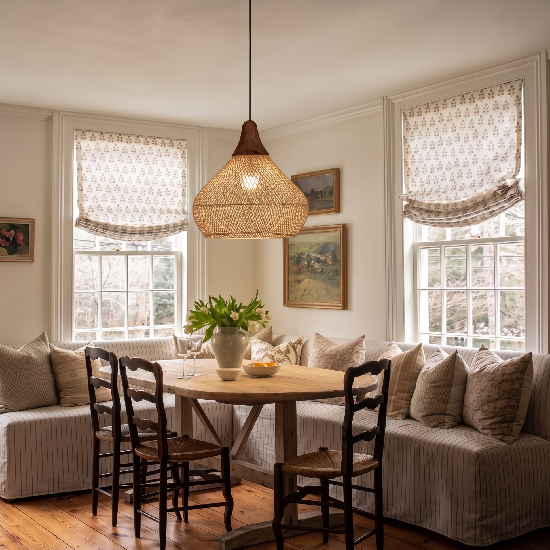 Retro Wicker Pendant Lighting Fixture  for Dining Table