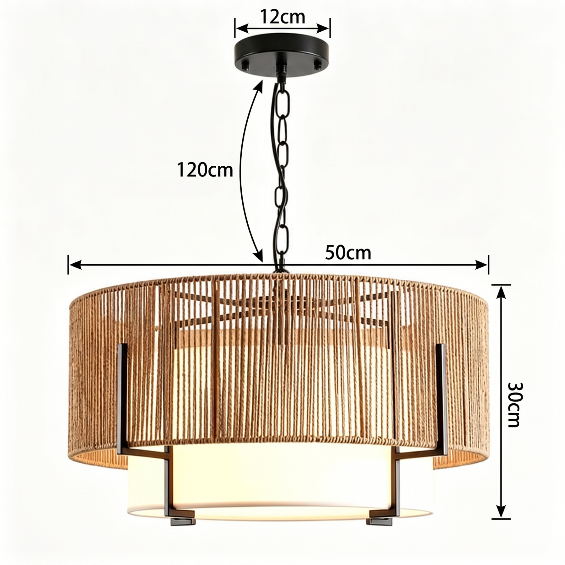 Modern Coastal Handwoven Hemp Rope Chandelier for Dining Room Living Room
