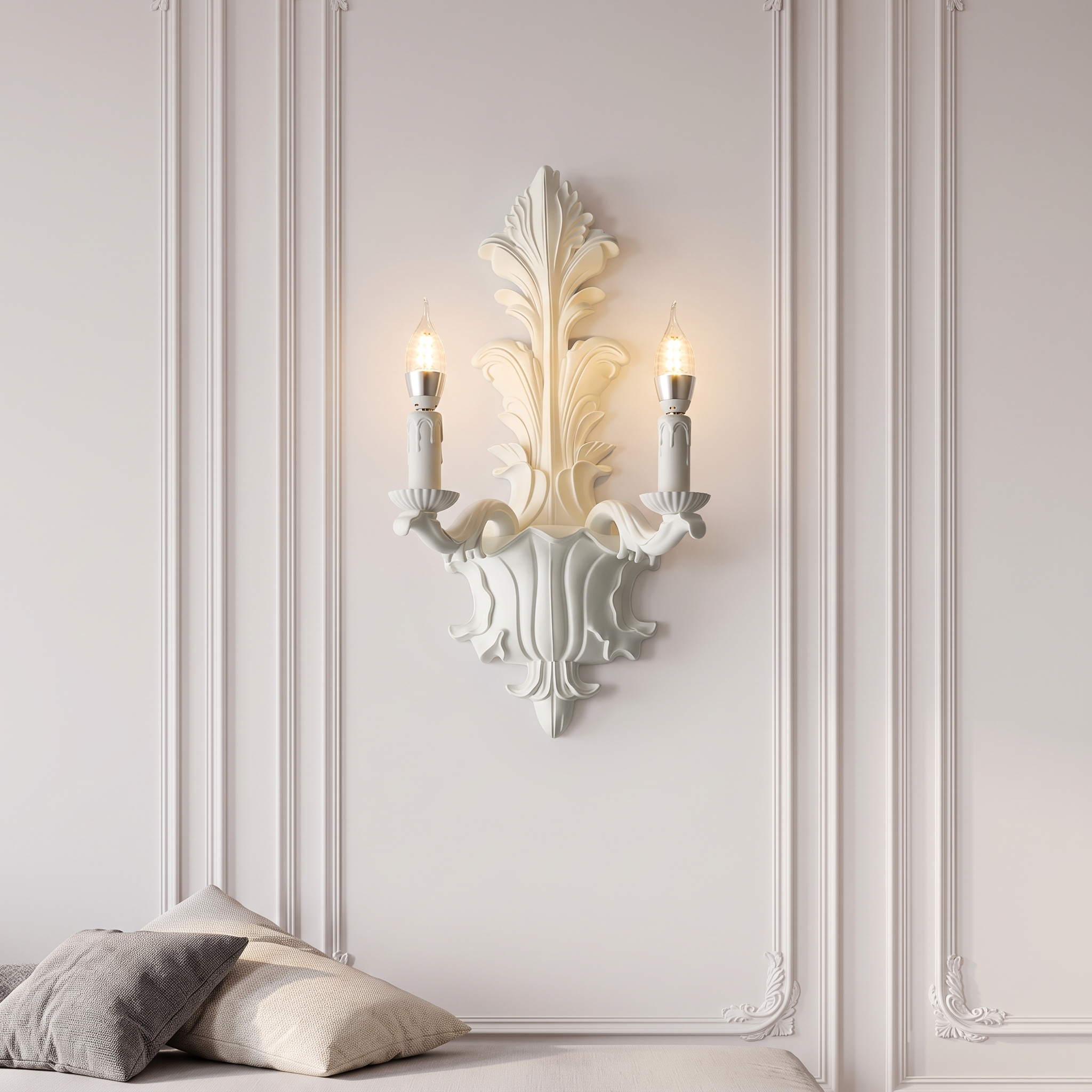 Vintage French Resin Wall Sconce -Elegant Gothic Candle Wall Light Fixture for Living Room Bedroom Hallway