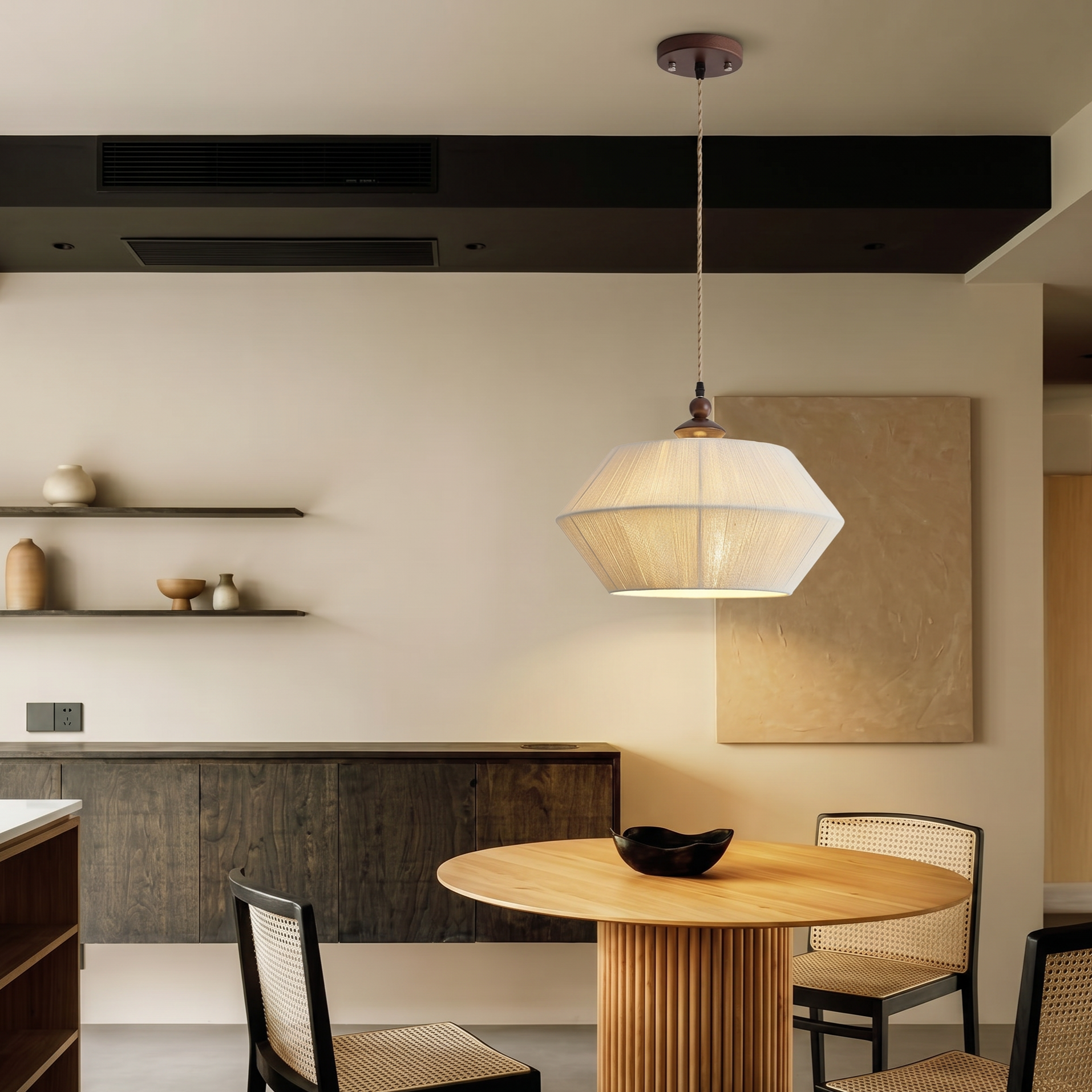 Japanese Style Handwoven Rope Pendant Light for Dining Room Living Room