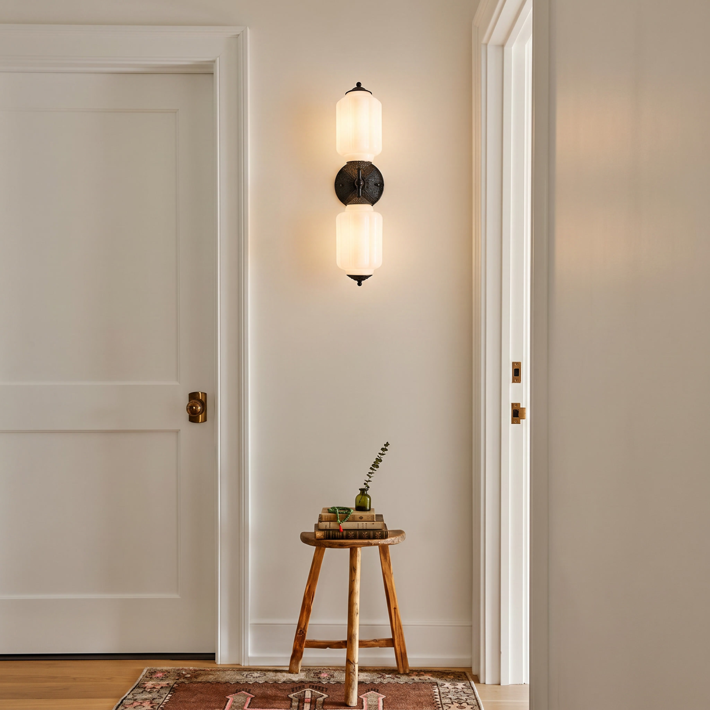 Vintage Dual-Light Glass Wall Sconce for the Bedroom Living Room and Hallway