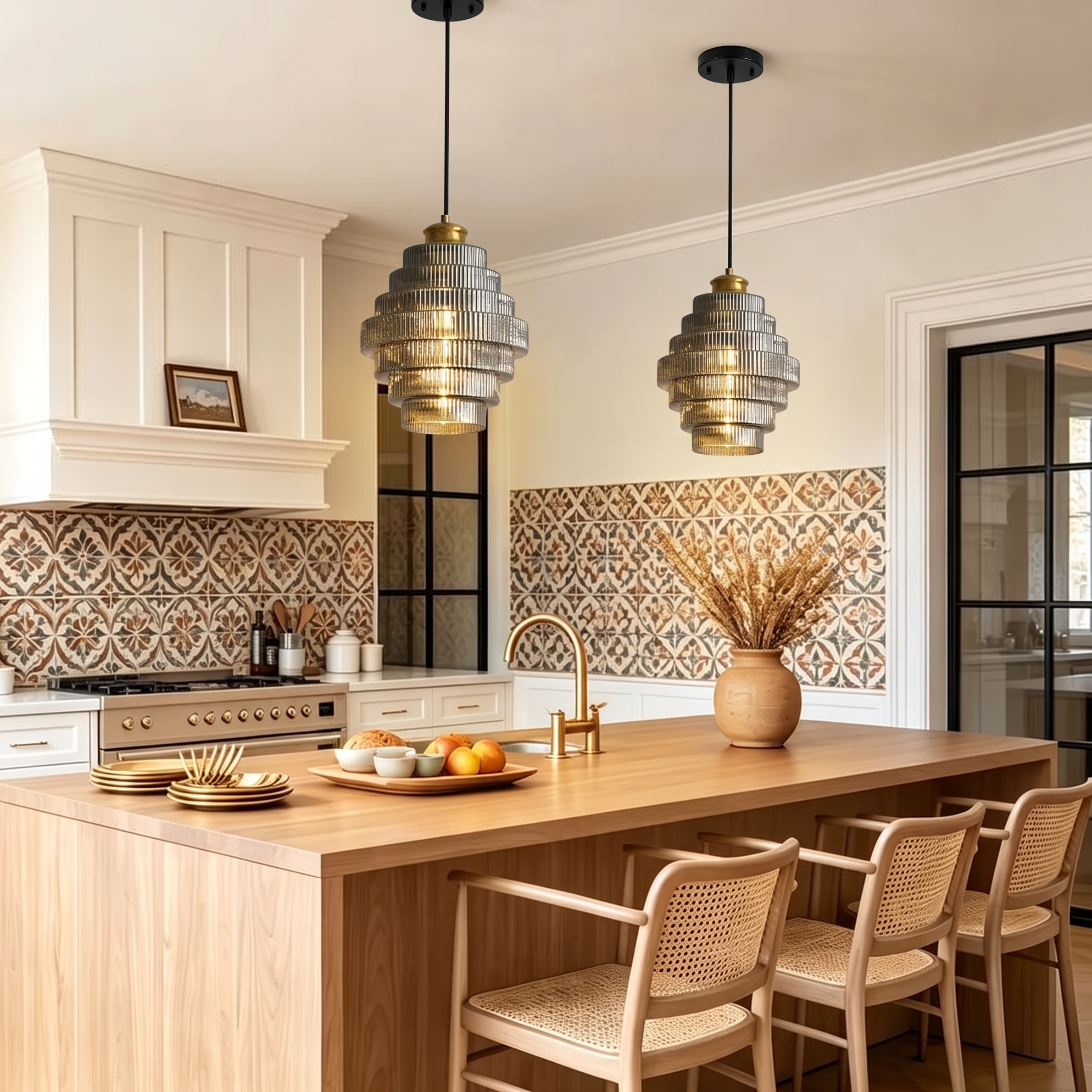 Antique Brass Bottle Shade Pendant Light for Bedroom Living Room