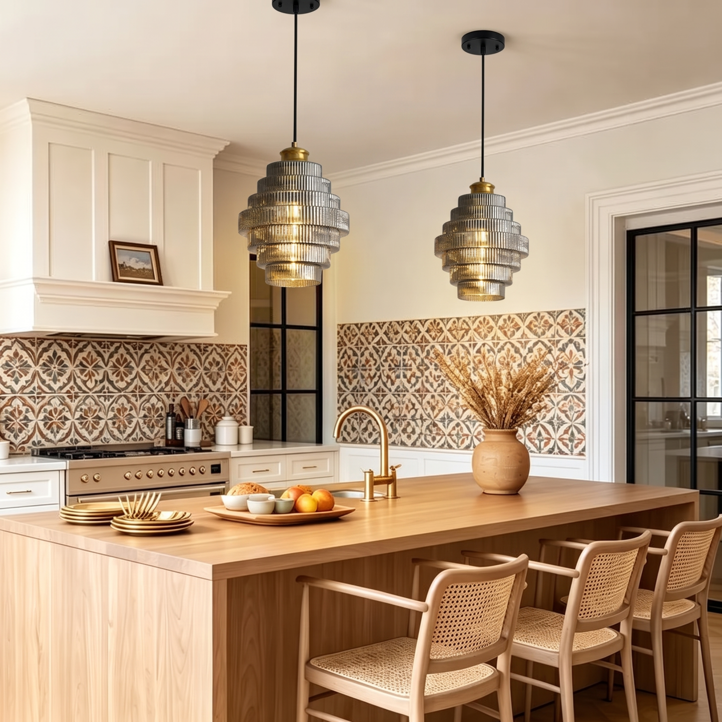 Antique Brass Bottle Shade Pendant Light for Bedroom Living Room