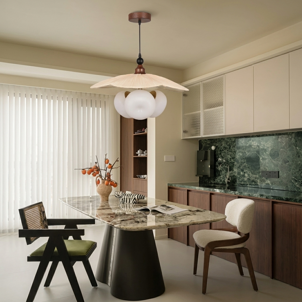 Creative French Vintage Fabric Pendant Light for Dining Room