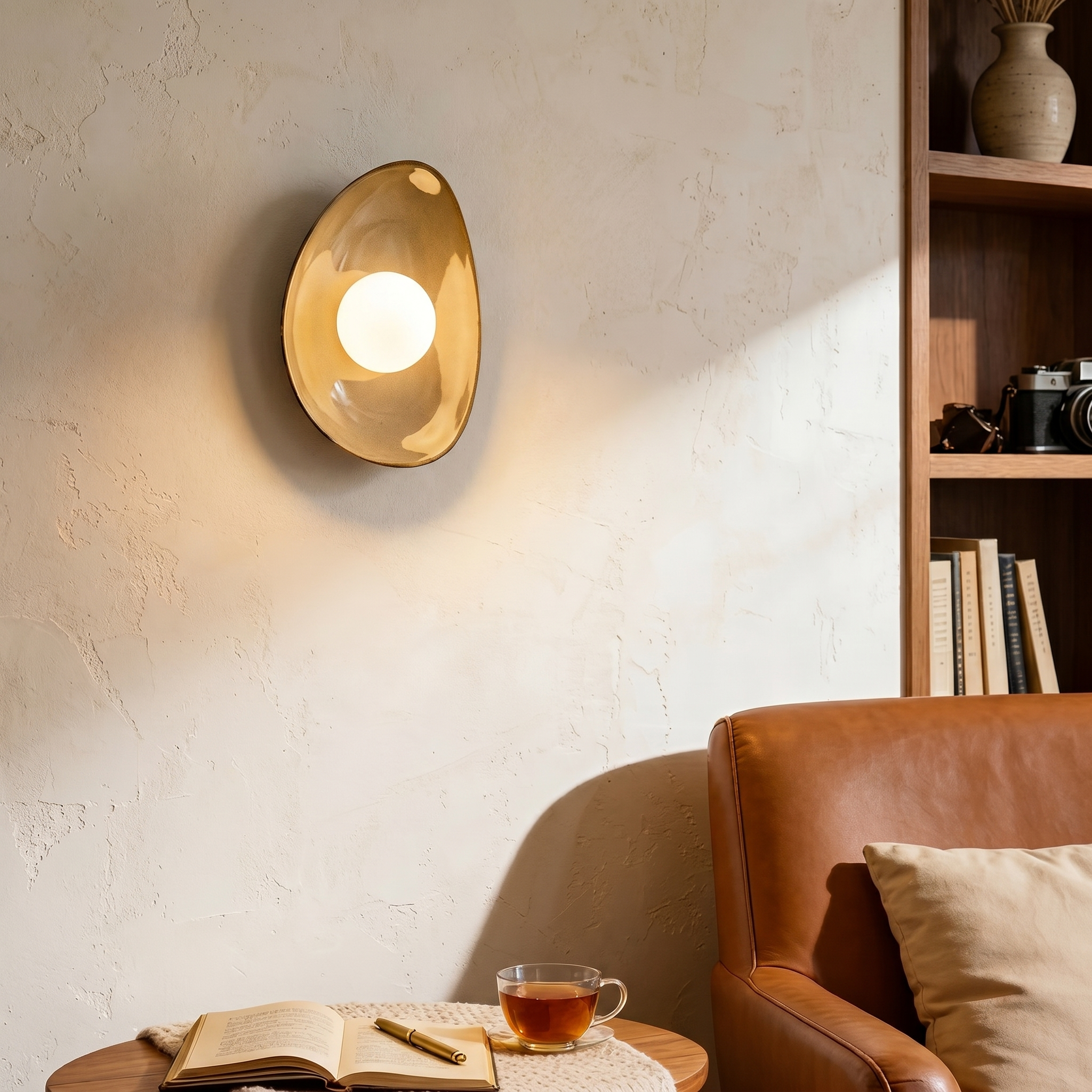 Wabi-Sabi Style Ceramic Wall Lamp Bedroom Bedside Corridor Lamp 