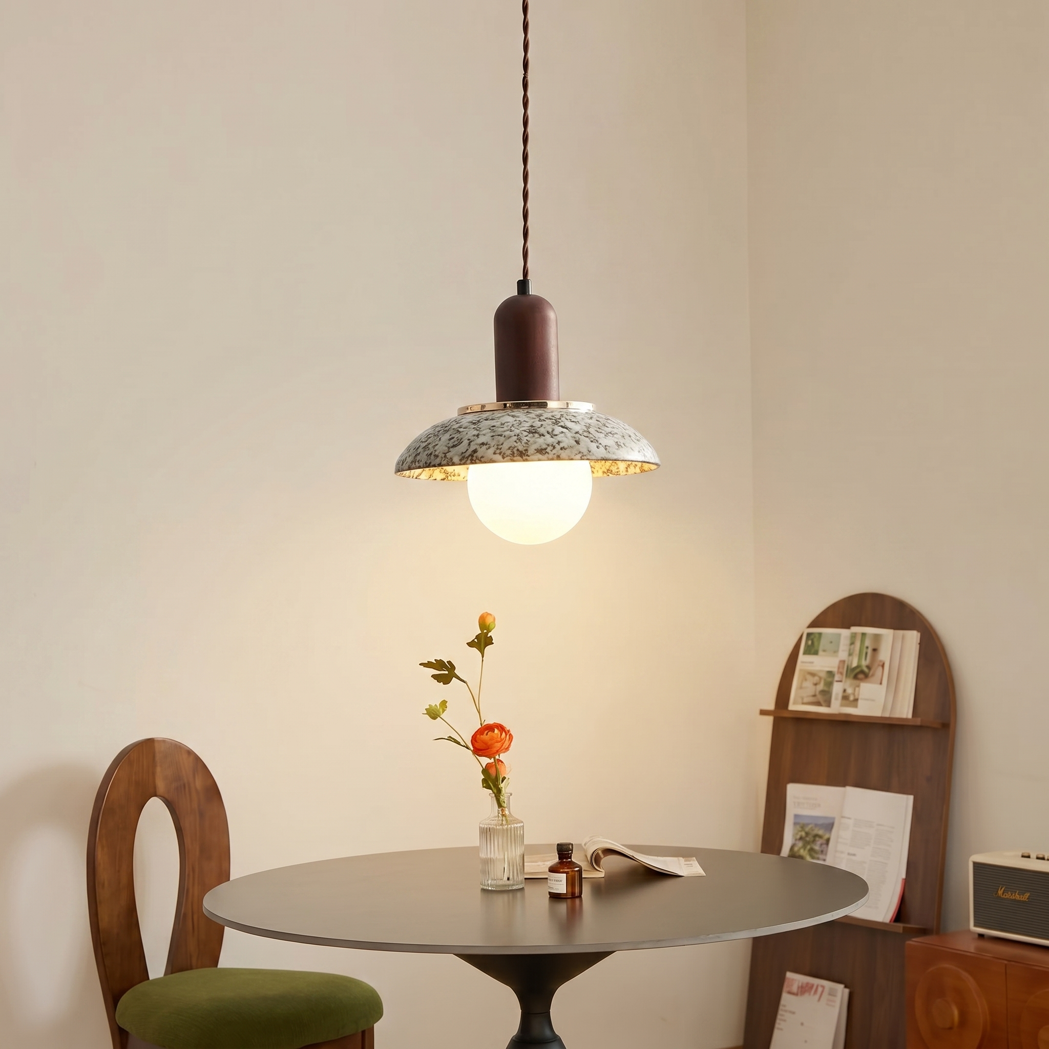 Retro Ceramic Small Pendant Light for Bedside Lamp