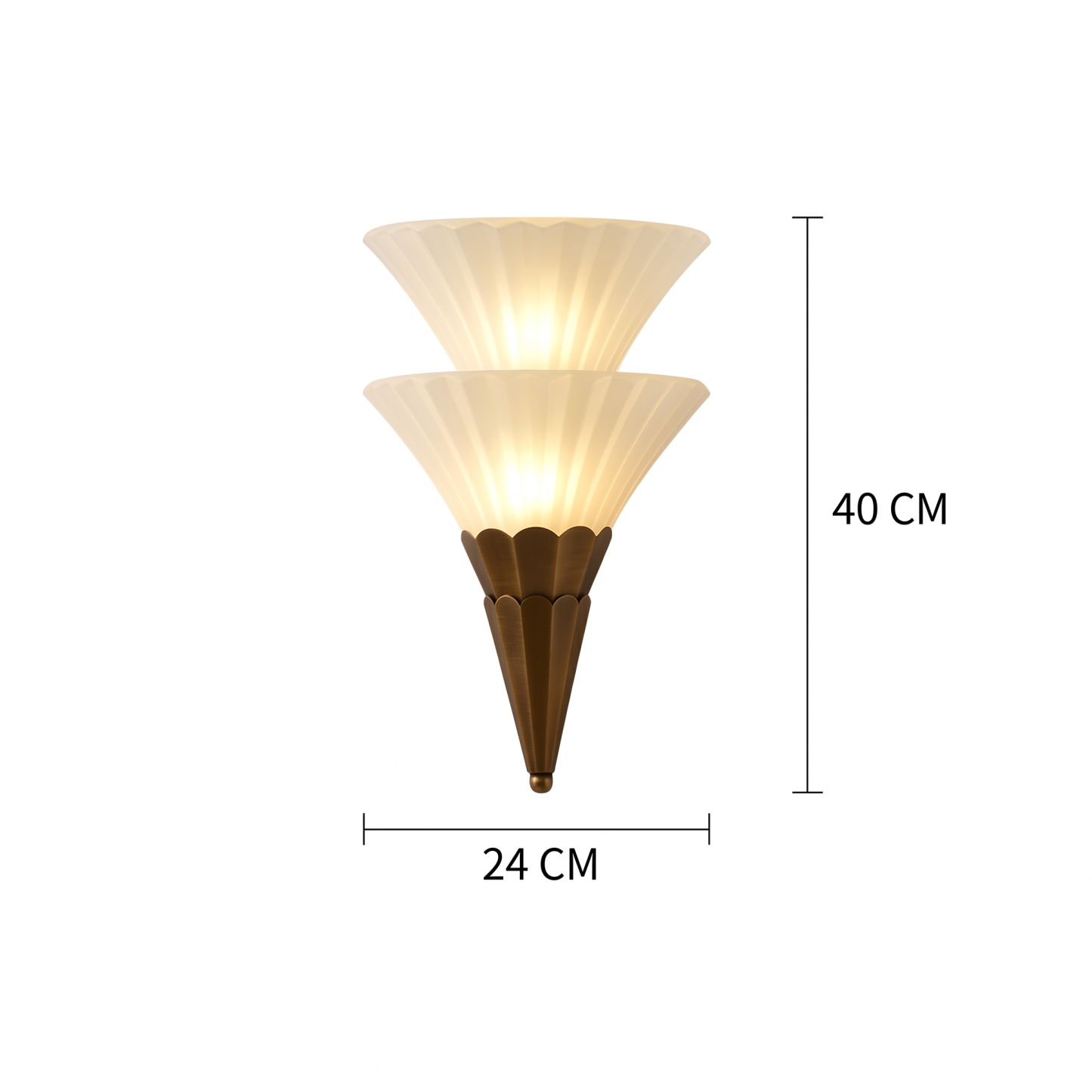 Vintage Scalloped Glass Wall Sconce Mid-Century Brass Accent Wall Lamp