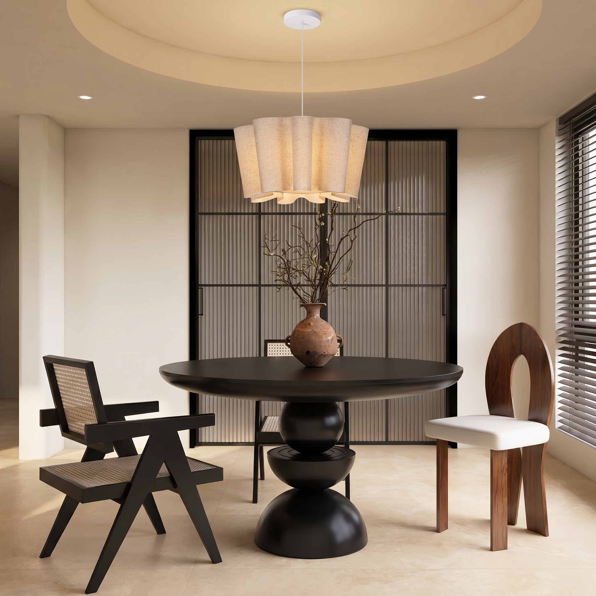 Wabi-Sabi Style Fabric Pendant Light for Kitchen Island Living Room