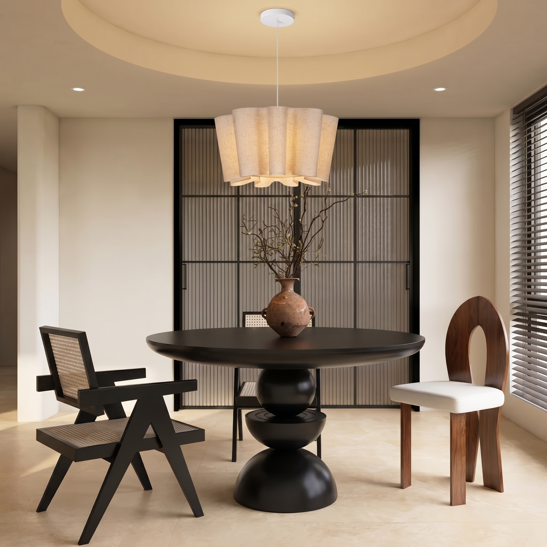 Wabi-Sabi Style Fabric Pendant Light for Kitchen Island Living Room