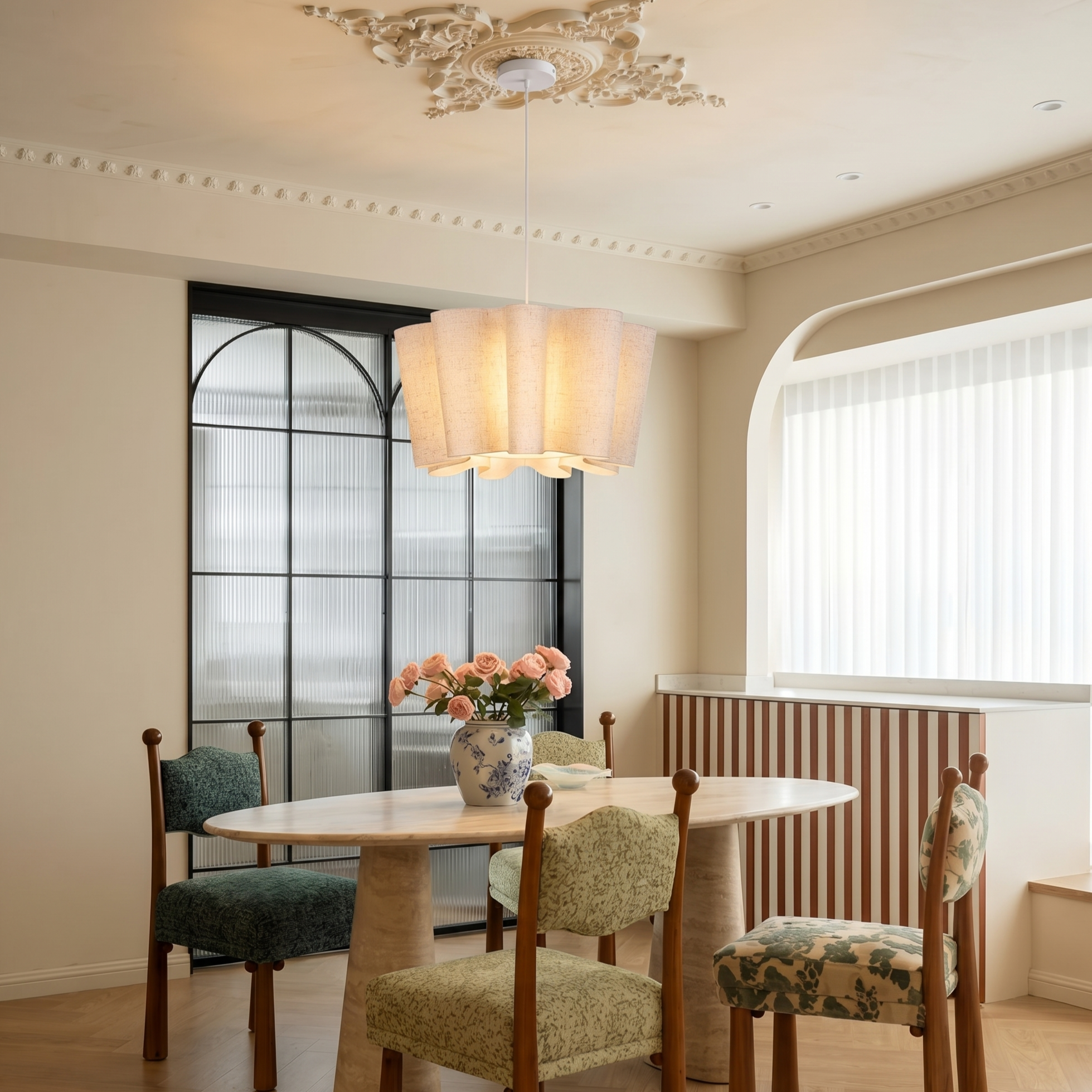 Wabi-Sabi Style Fabric Pendant Light for Kitchen Island Living Room