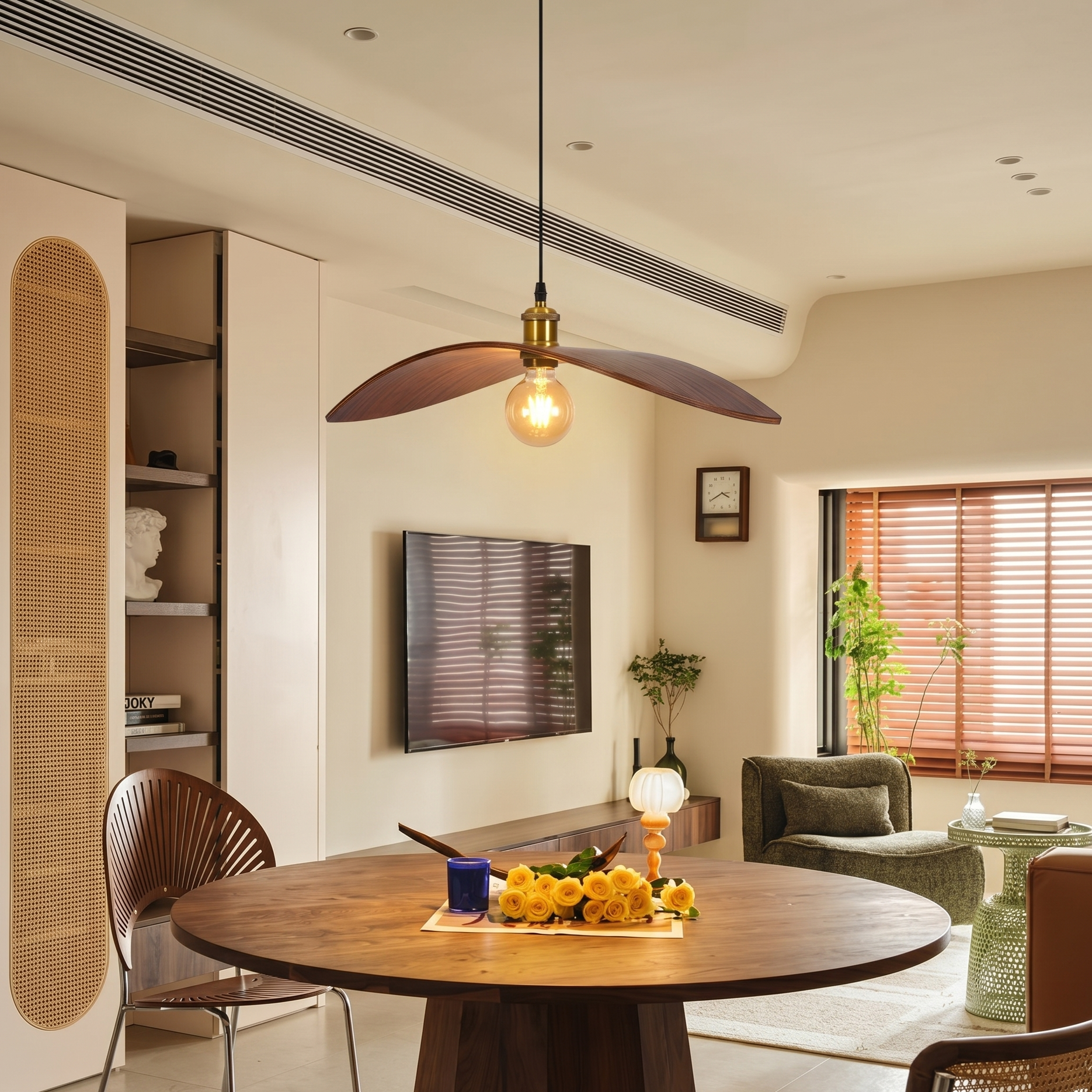 Scandinavian Retro Wood Pendant Light for Kitchen Island Dining Room