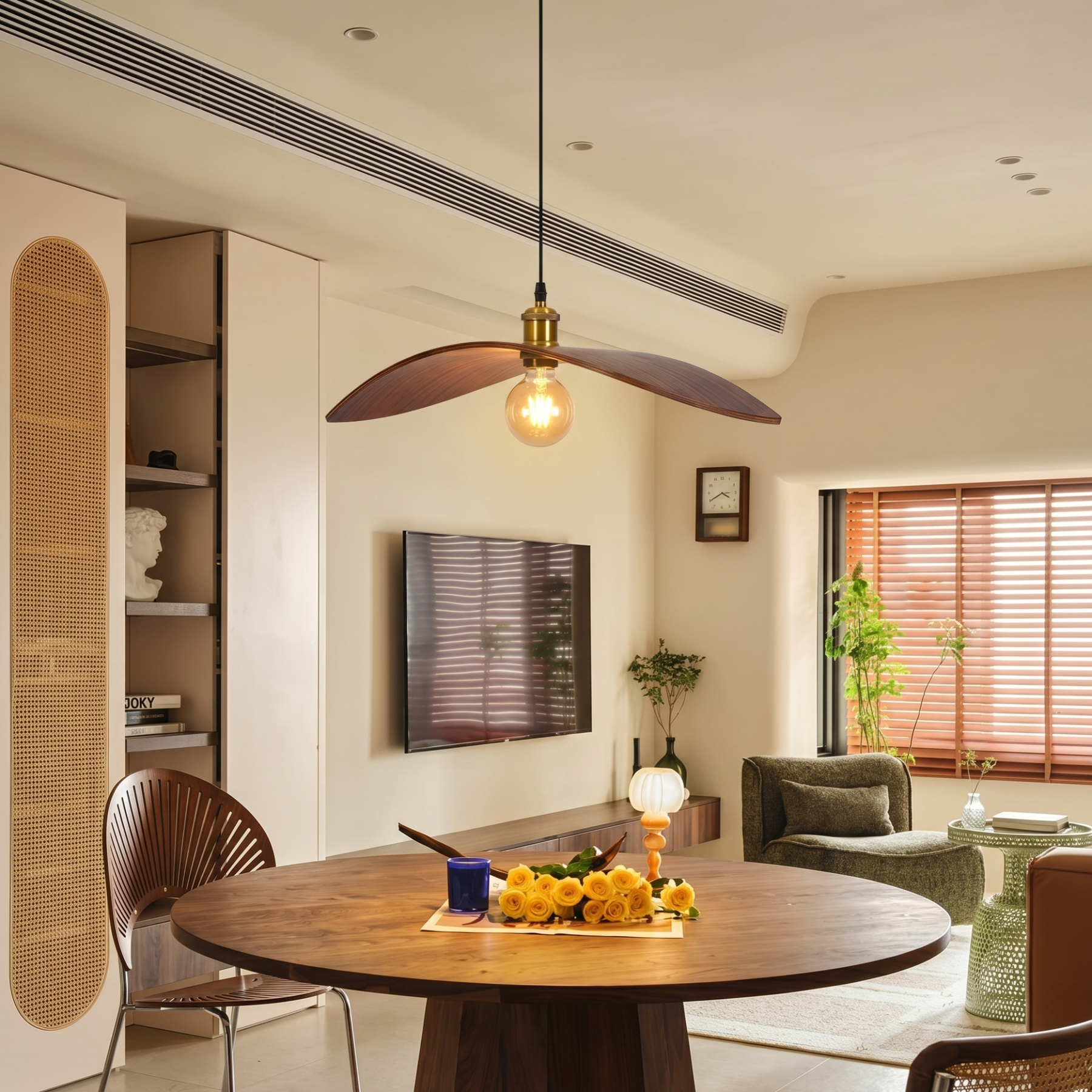Scandinavian Retro Wood Pendant Light for Kitchen Island Dining Room