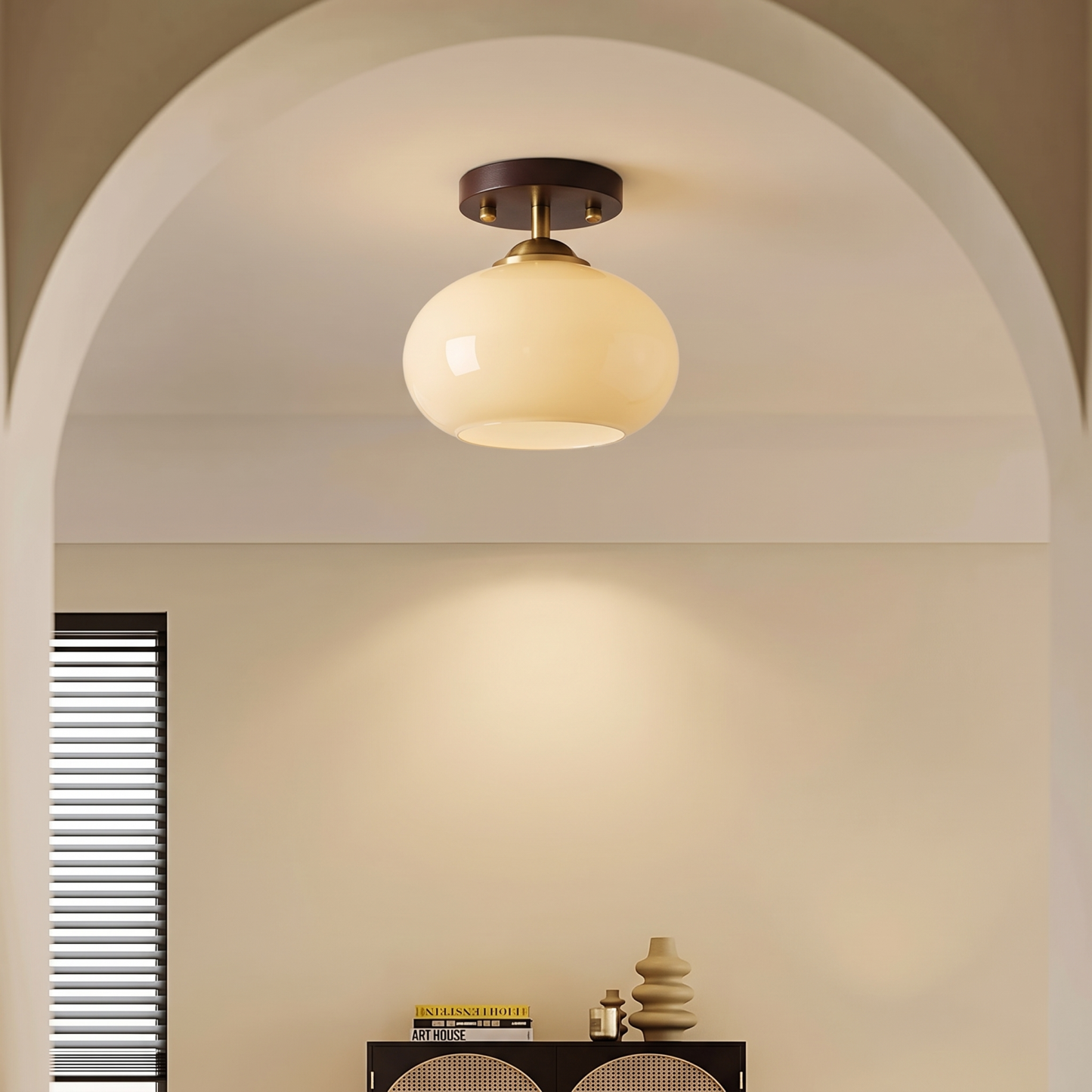 Mid-Century Modern Glass Flush Mount Ceiling Light for Hallway Entryway Bedroom