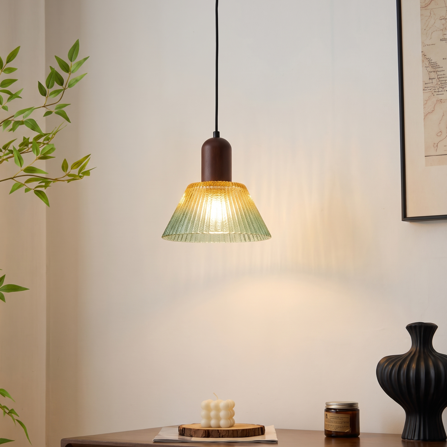 Medieval Vintage Glass Pendant Light for Bedroom