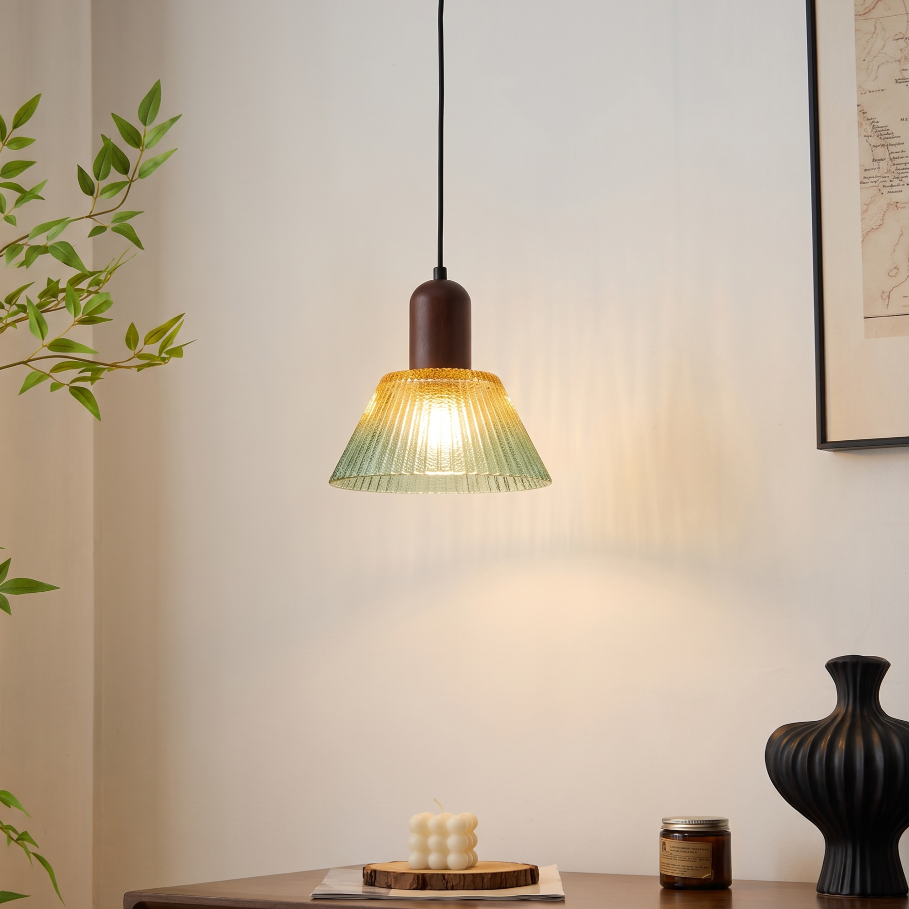 Medieval Vintage Glass Pendant Light for Bedroom