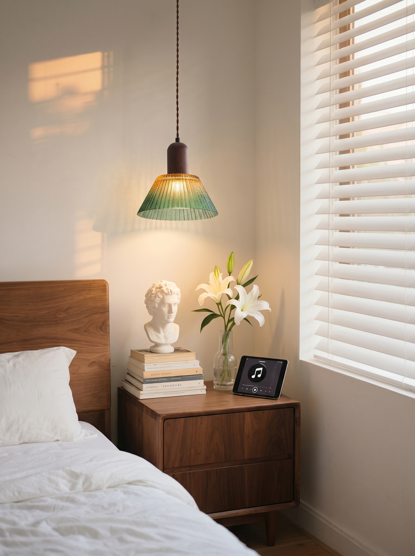 Medieval Vintage Glass Pendant Light for Bedroom