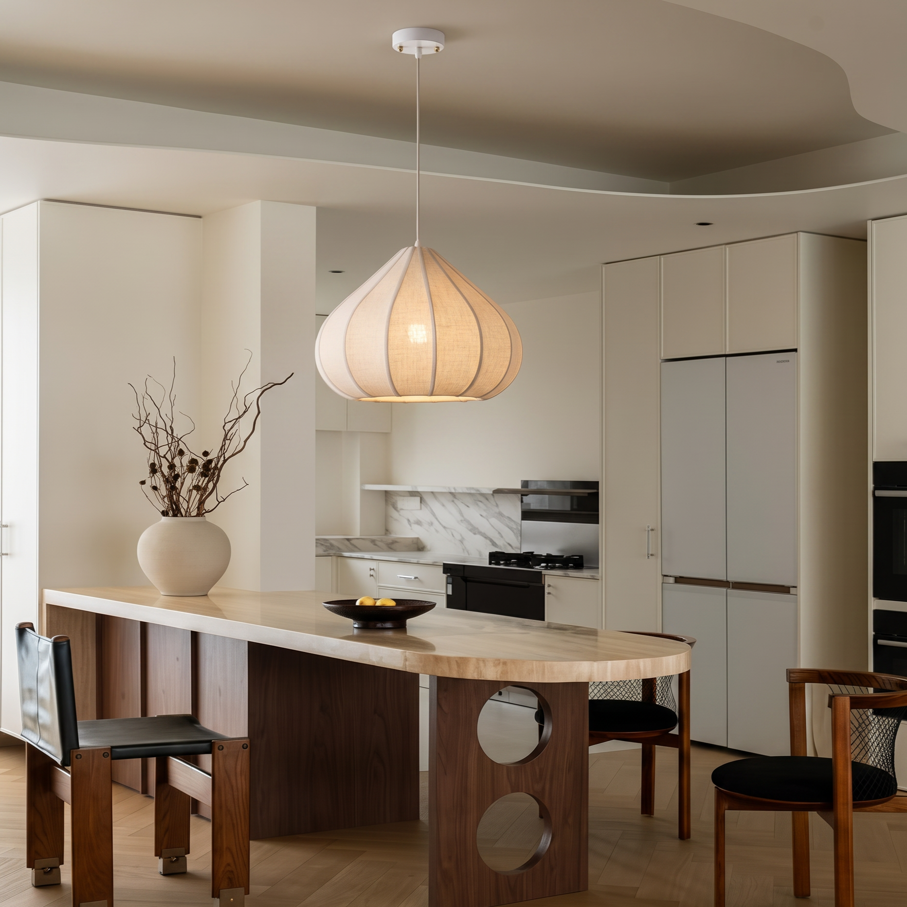 Nordic Vintage Fabric Pendant Light for Bedroom Living Room