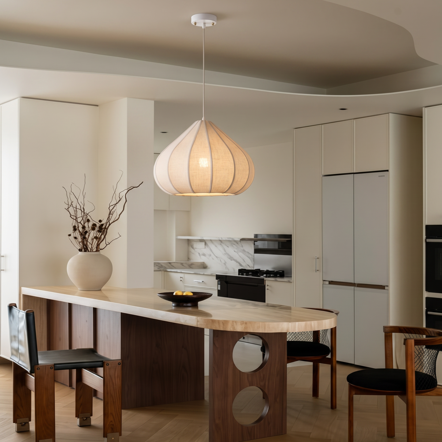 Nordic Vintage Fabric Pendant Light for Bedroom Living Room