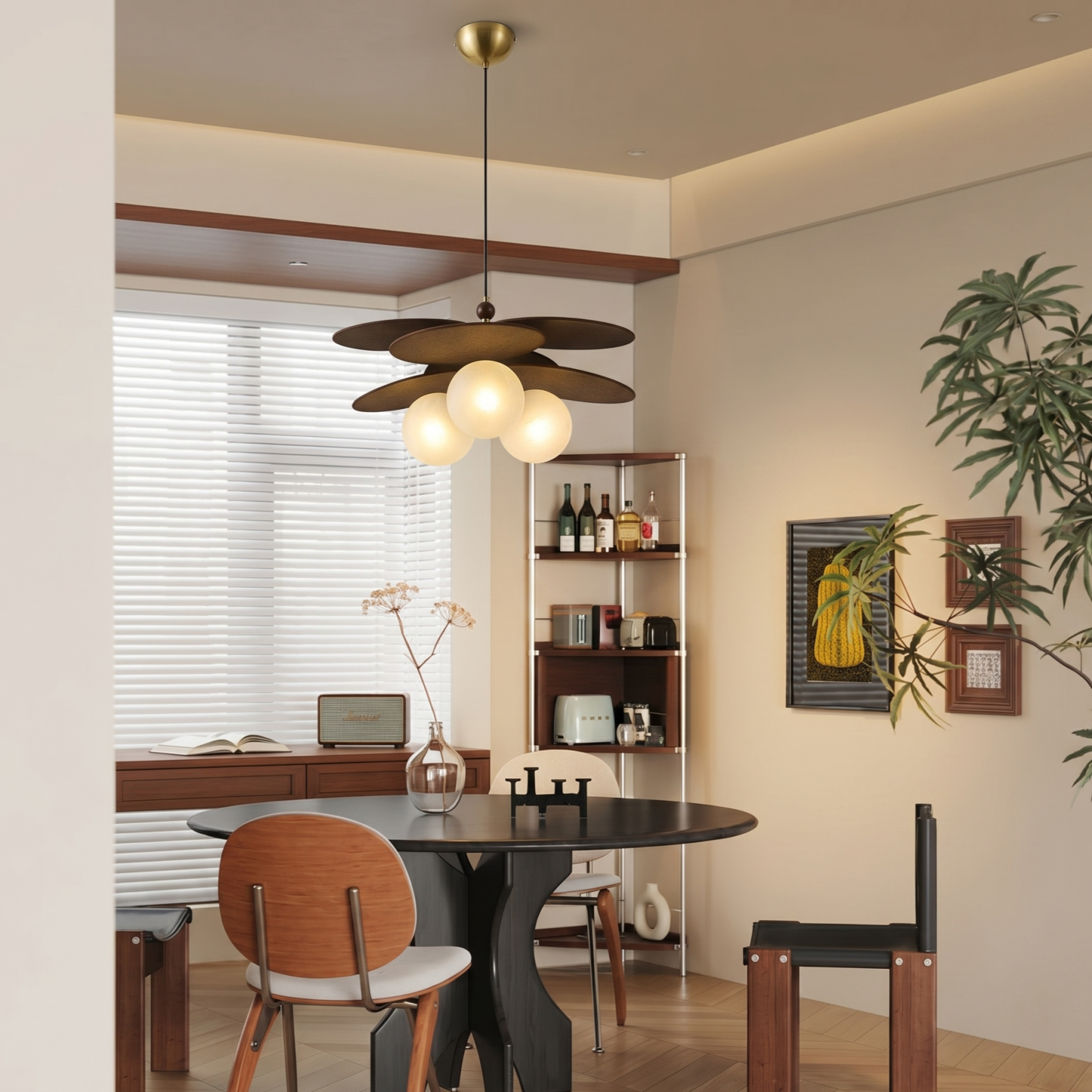 French Vintage Style Raffia Rattan Woven Dining Room Chandelier