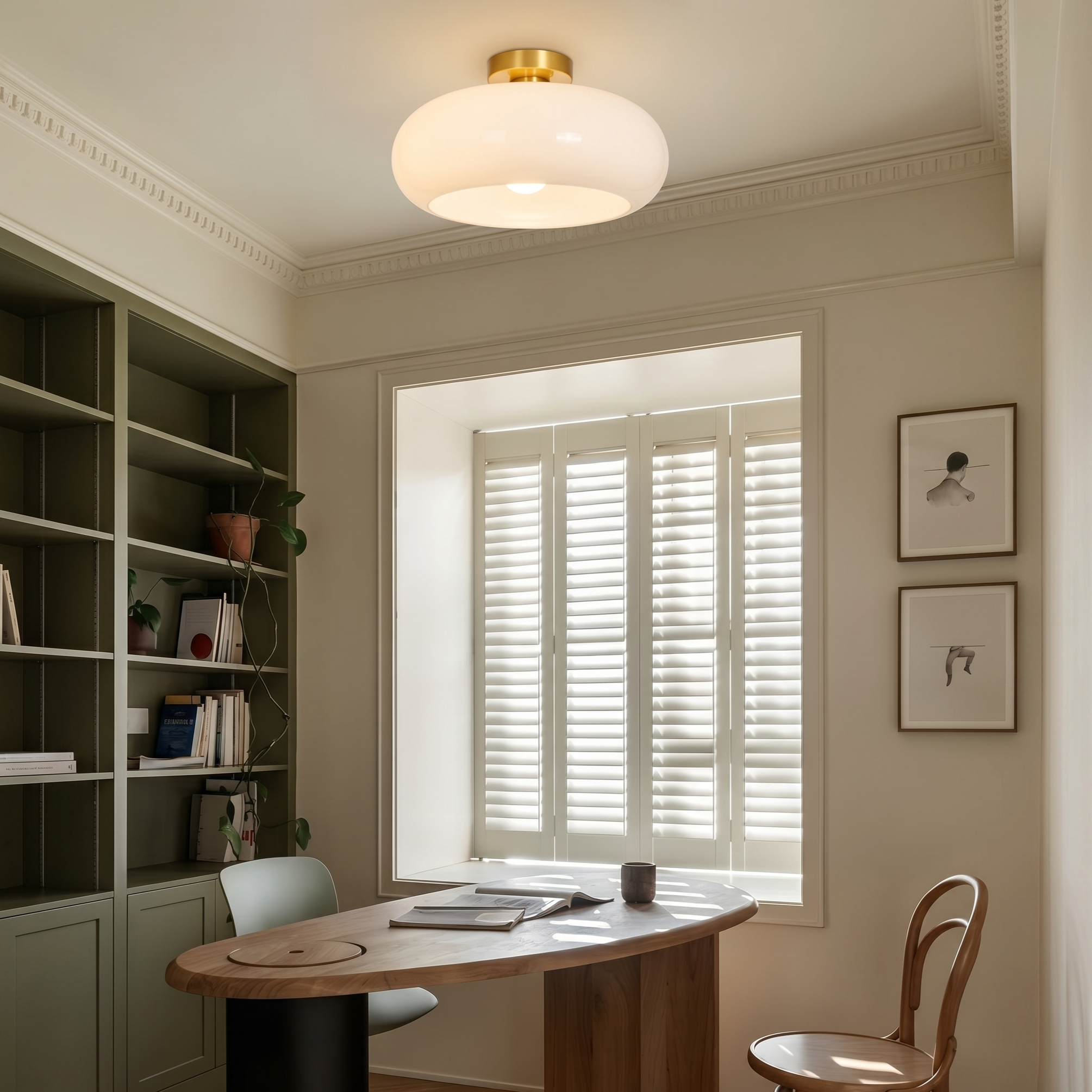 Nordic Minimalist  White Glass Flush Mount Light for Bedroom Living Room Hallway
