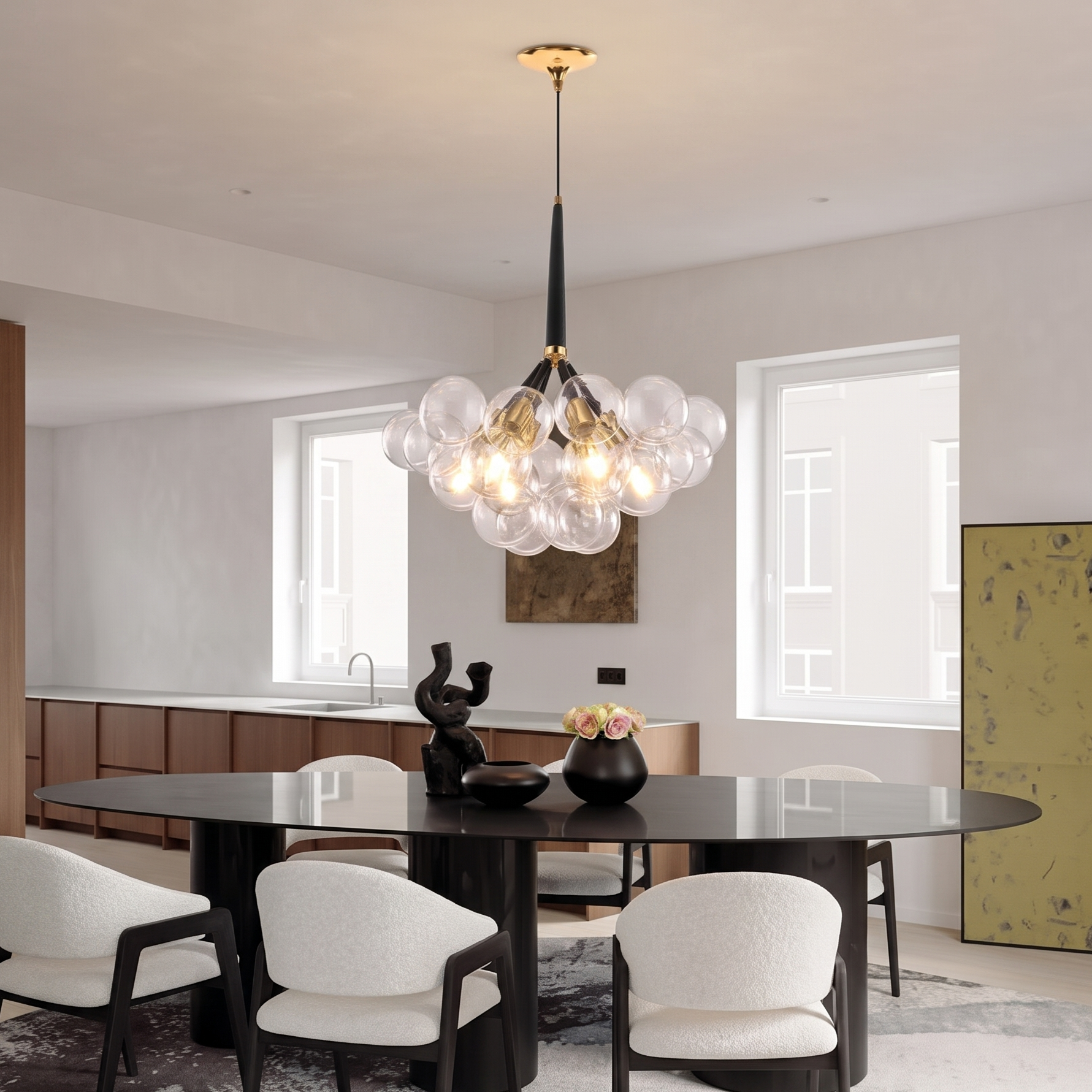 Modern Cluster Glass Bubble Chandelier for Living Room Decor