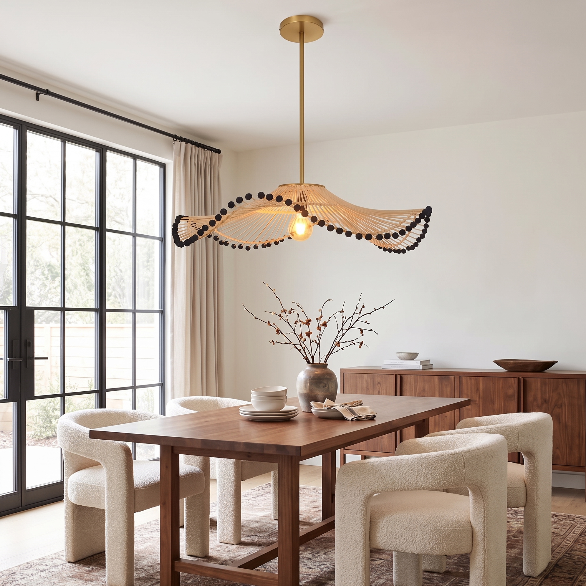 Retro Handmade Rattan Art Lamp Southeast Asian Style Pendant Light