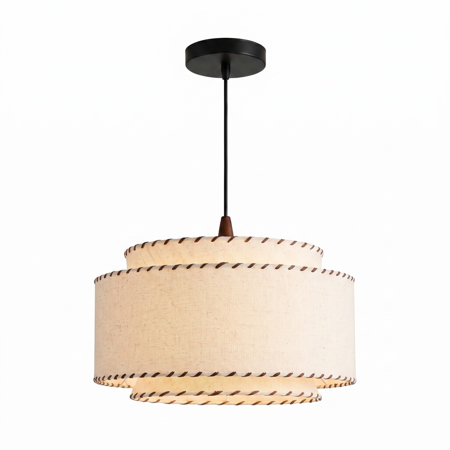 Mid-Century Modern Drum Fabric Pendant Light for Living Room Bedroom
