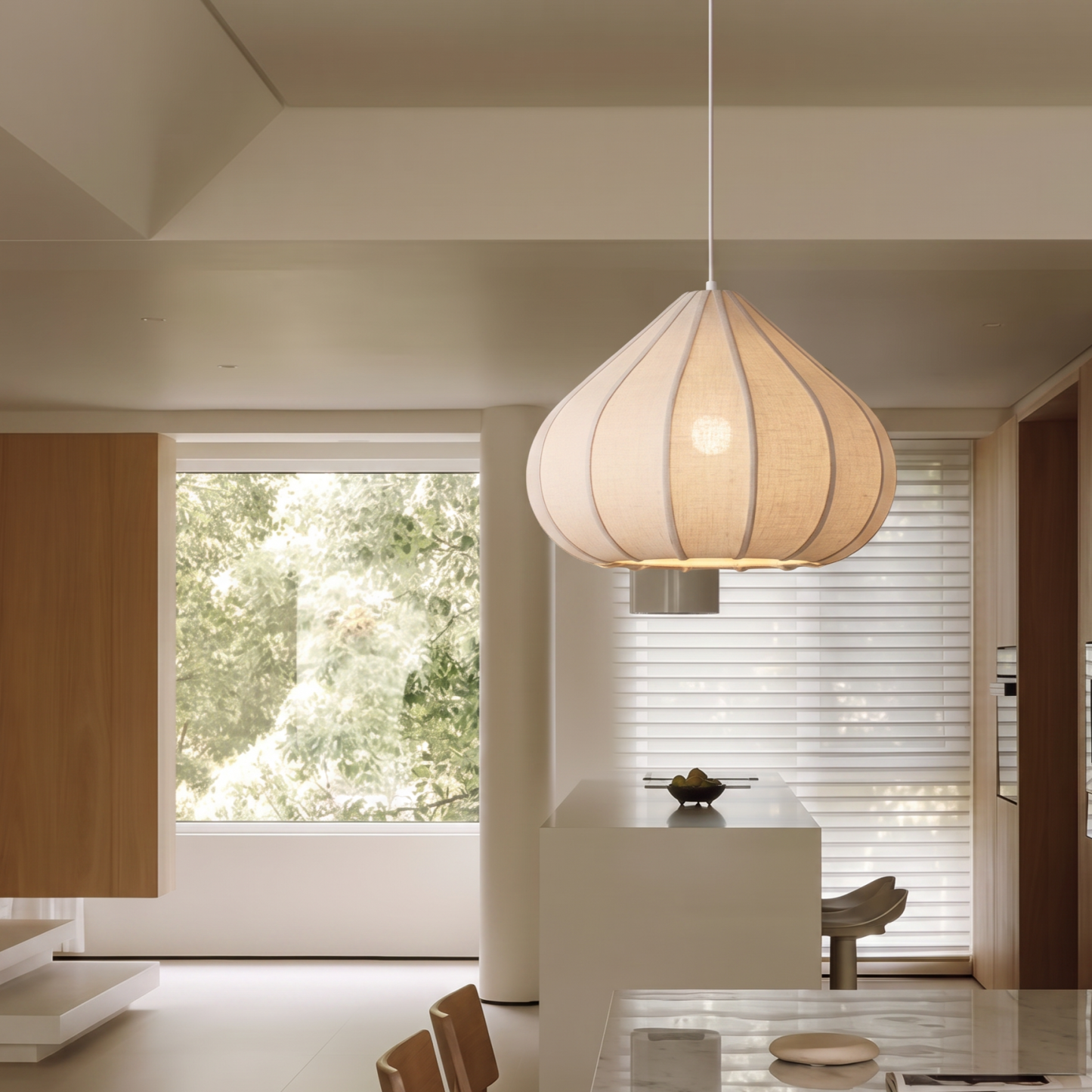 Nordic Vintage Fabric Pendant Light for Bedroom Living Room