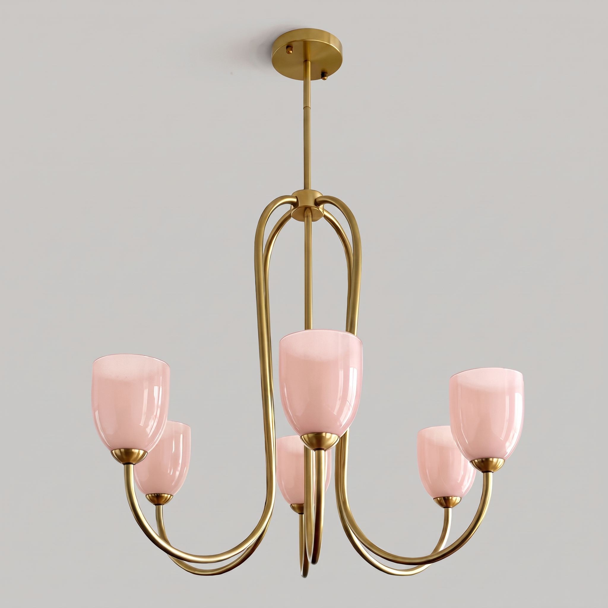 Mid Century Brass Tulip Chandelier for Kitchen Island Living Room