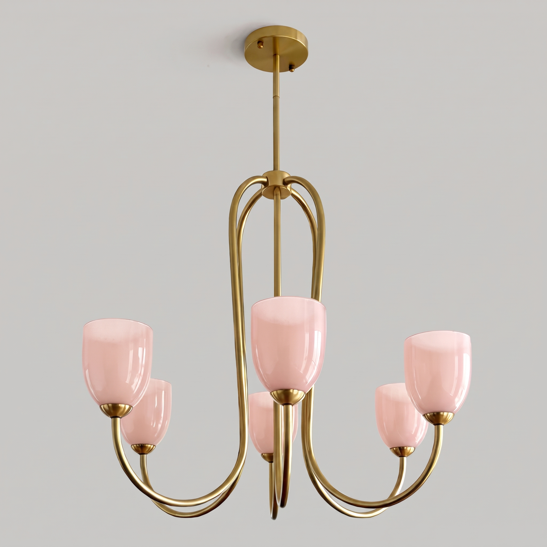 Mid Century Brass Tulip Chandelier for Kitchen Island Living Room