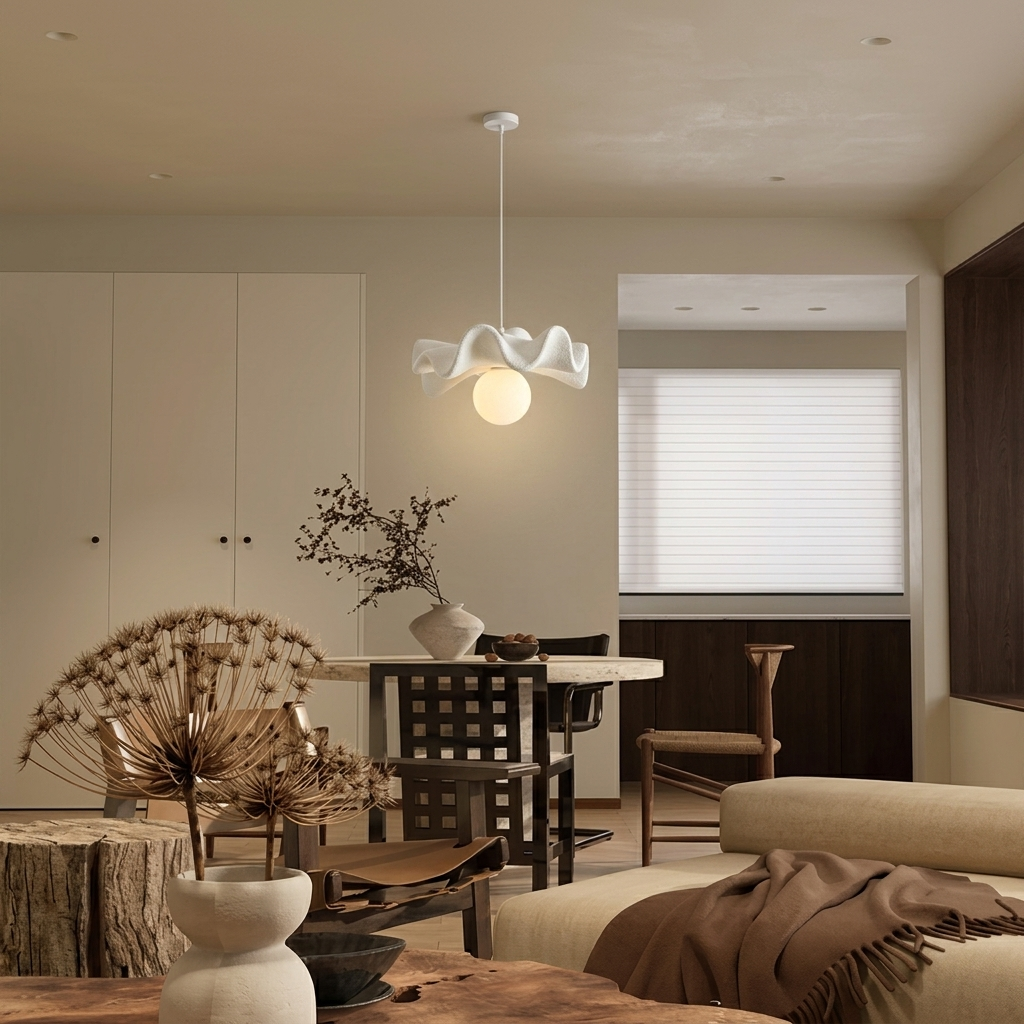 Modern Minimalist Wabi-Sabi Resin Pendant Light for Dining Room Living Room