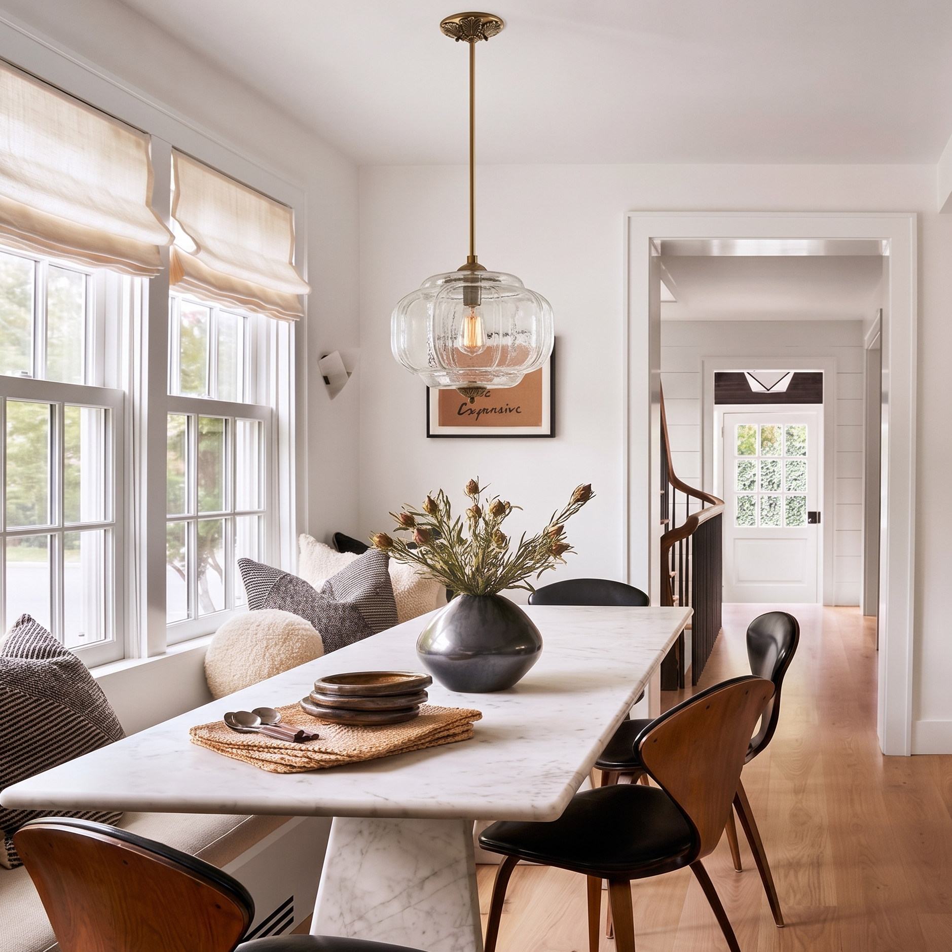 Mid Century Style Vintage Glass Ceiling Light for Kitchen Island and Dining Area