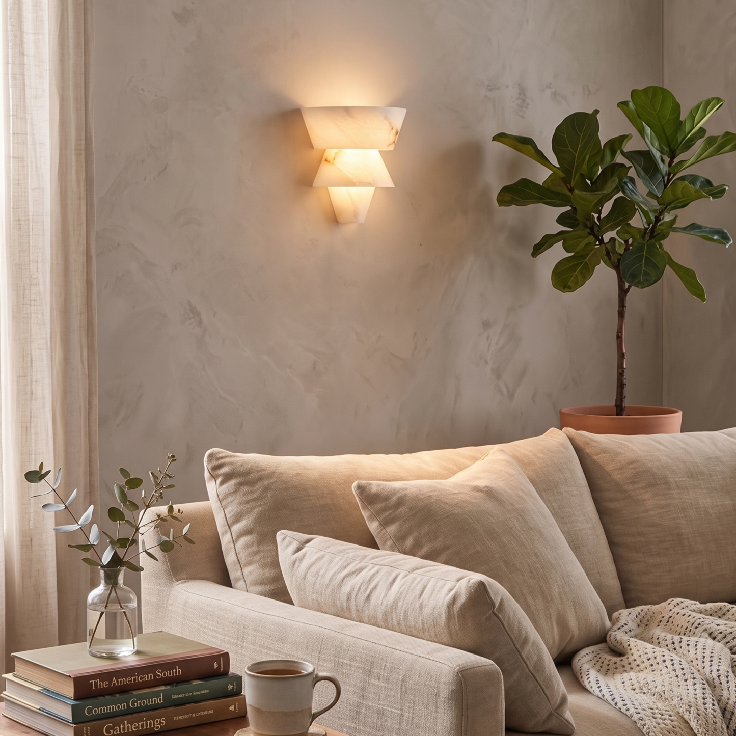 Modern Marble Geometric Wall Sconce for Living Room Bedroom Entryway