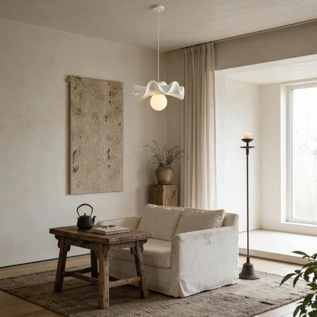 Modern Minimalist Wabi-Sabi Resin Pendant Light for Dining Room Living Room