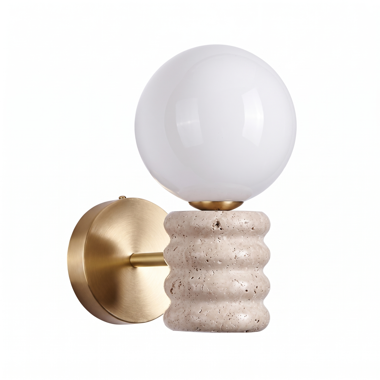 Modern Yellow Travertine Wall Sconce-Nordic Fluted Stone Wall Sconce Light for Bedroom Living Room Hallway