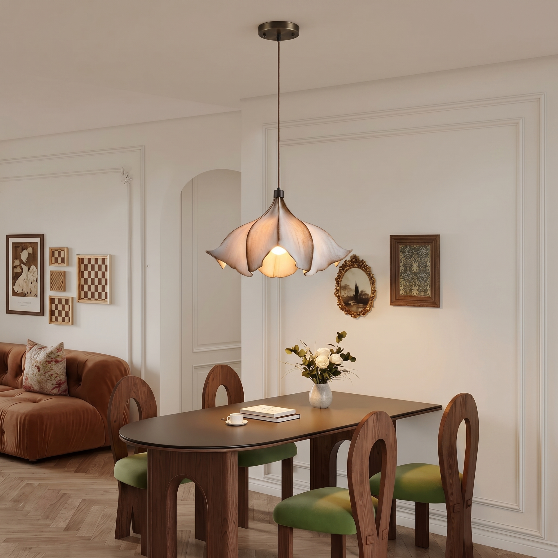Modern Resin Pendant Light,Artistic Nordic Hanging Ceiling Lamp for Dining Room Living Room