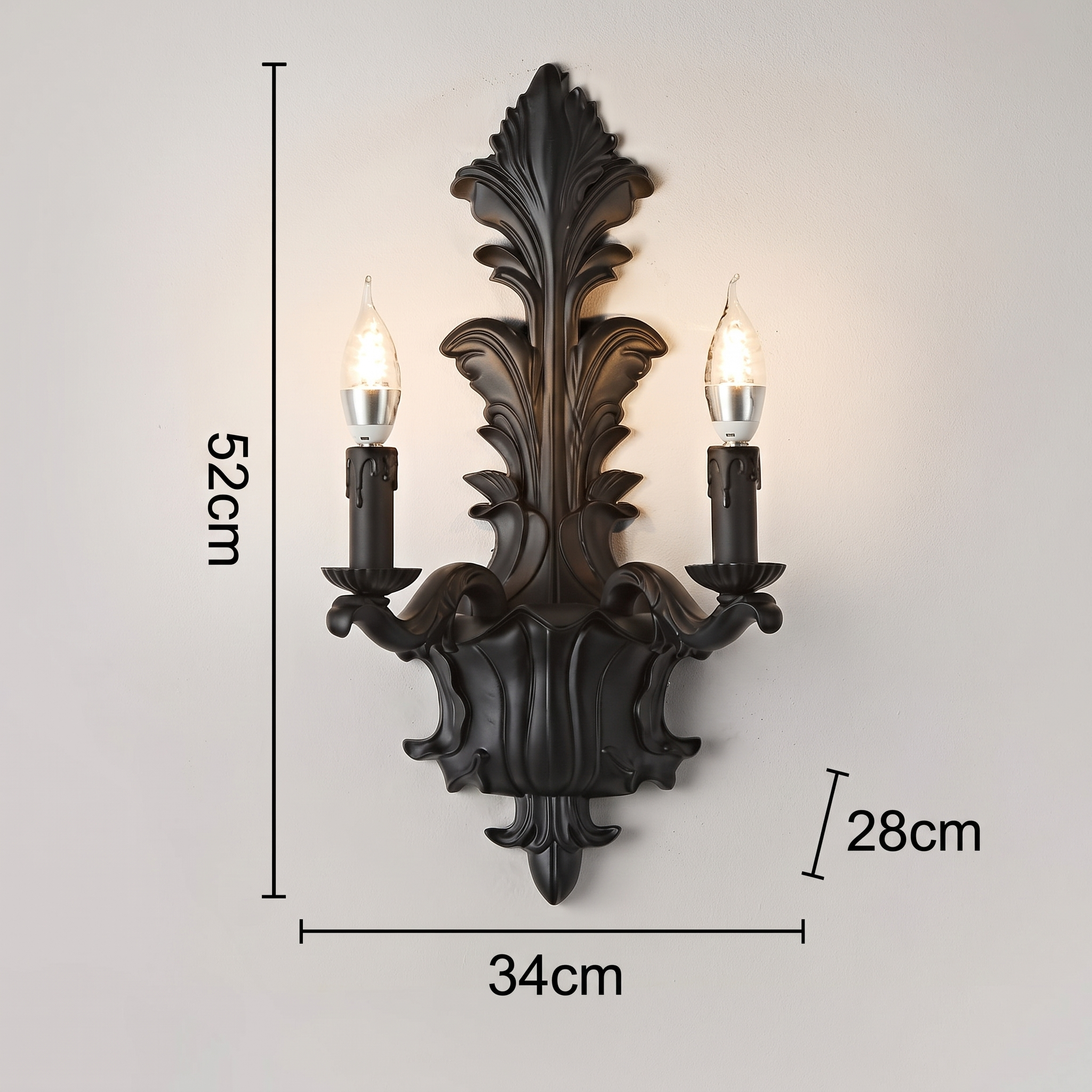 Vintage French Resin Wall Sconce -Elegant Gothic Candle Wall Light Fixture for Living Room Bedroom Hallway