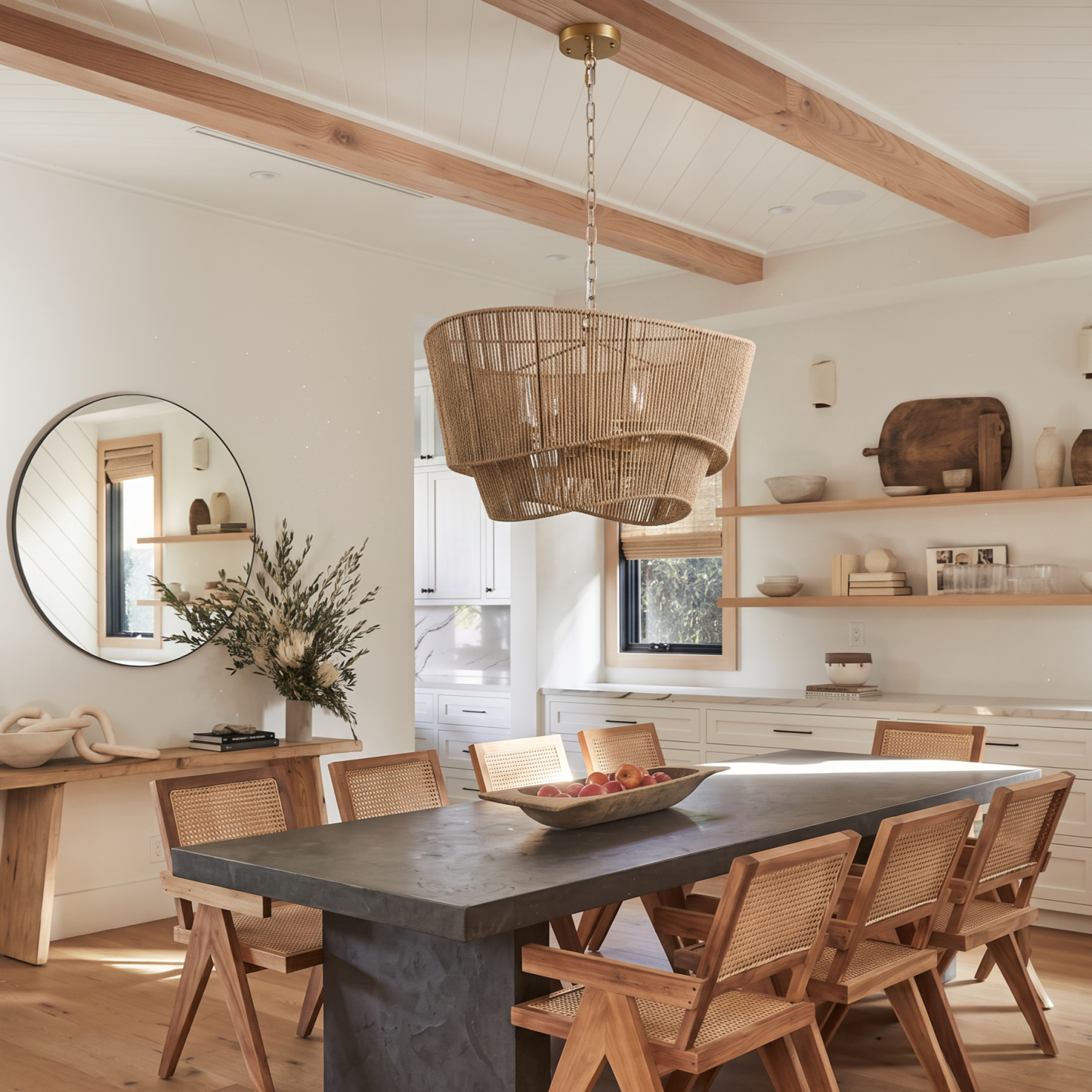 Natural Handwoven Rope Layered Chandelier Modern Farmhouse Pendant Light