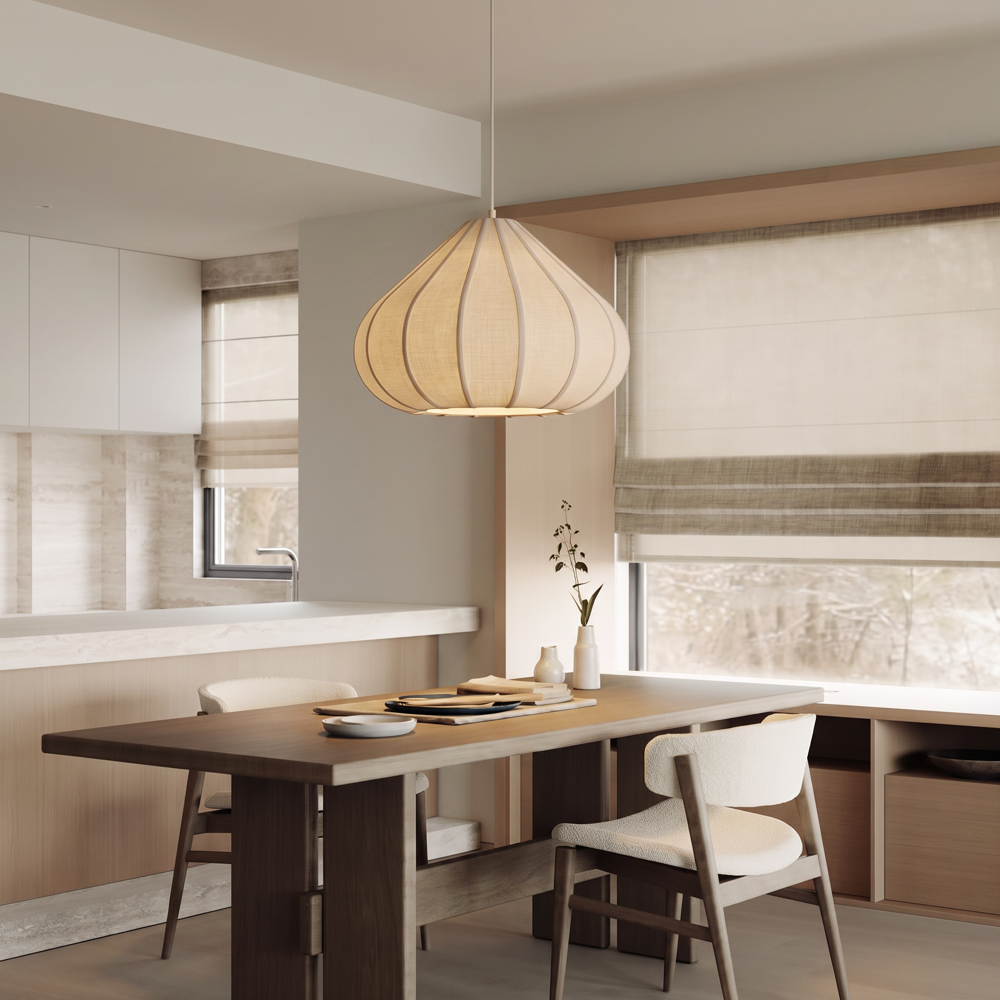 Nordic Vintage Fabric Pendant Light for Bedroom Living Room
