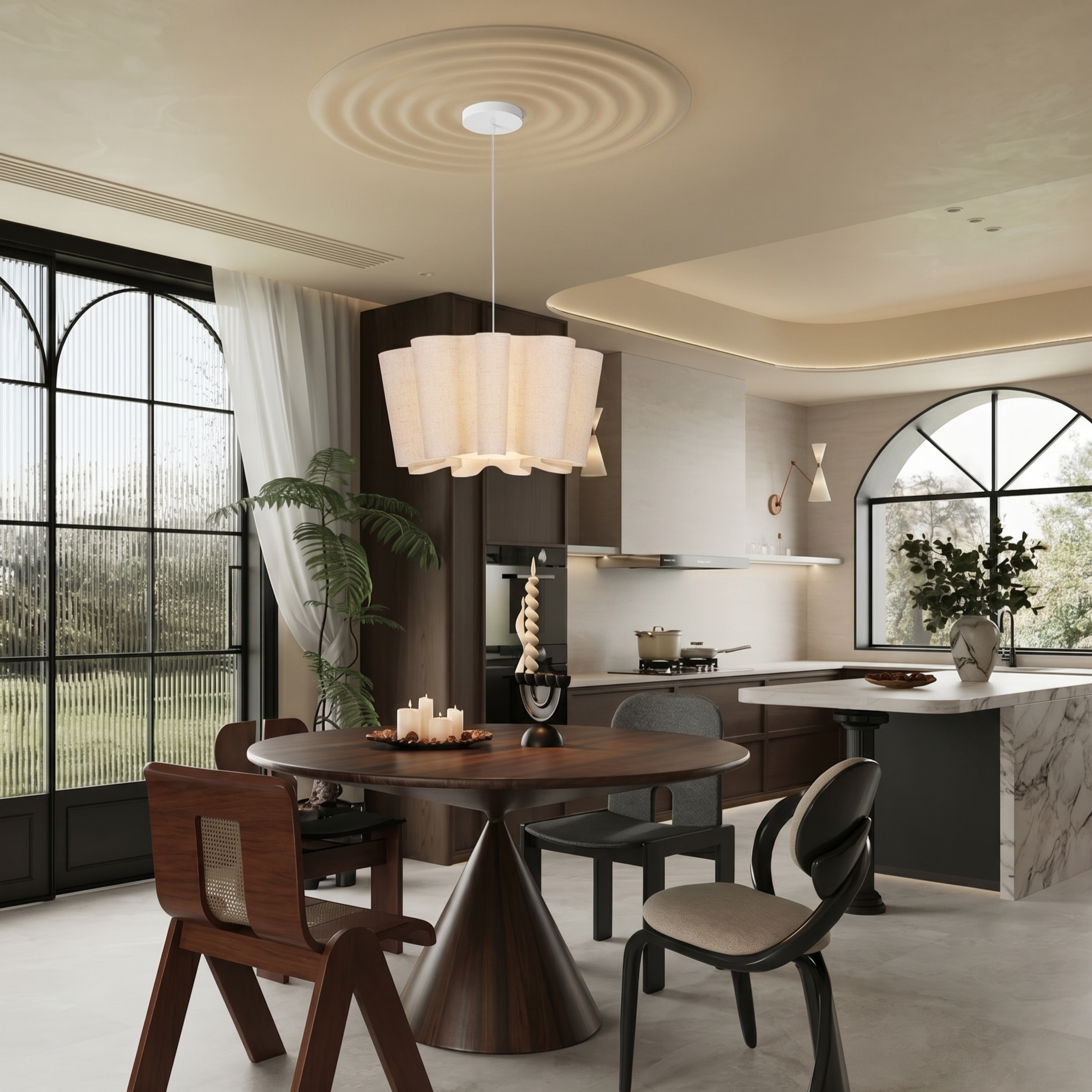 Wabi-Sabi Style Fabric Pendant Light for Kitchen Island Living Room