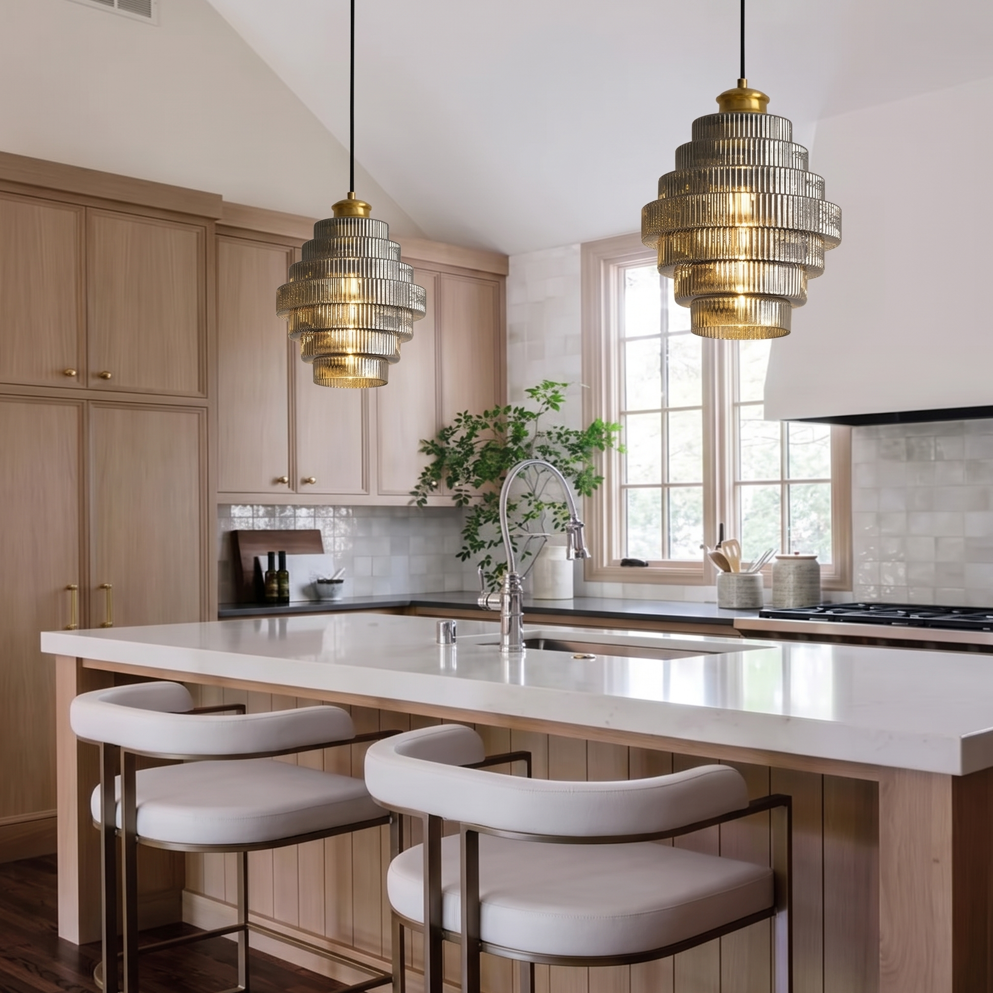 Antique Brass Bottle Shade Pendant Light for Bedroom Living Room