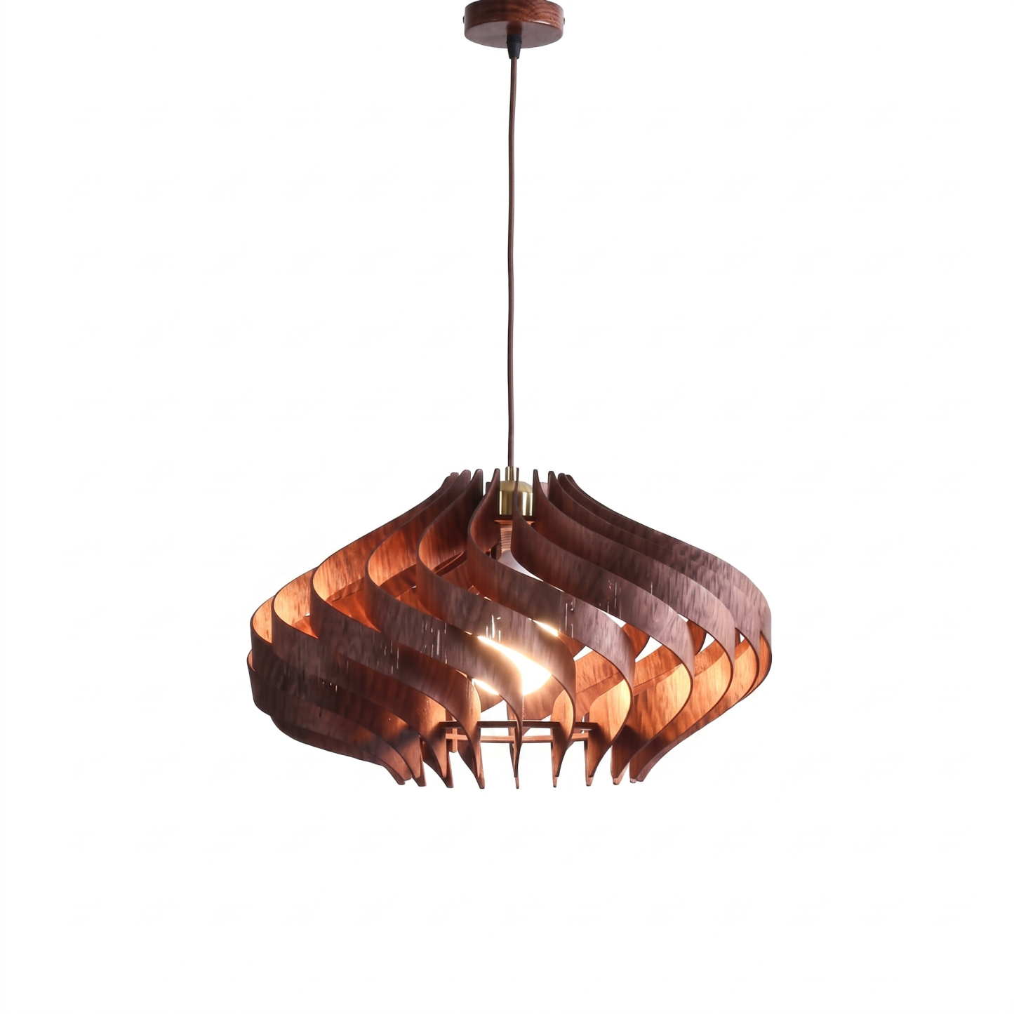 Retro Wooden Pendant Light Japandi Hanging Ceiling Lamp for Dining Room Kitchen Island Living Room
