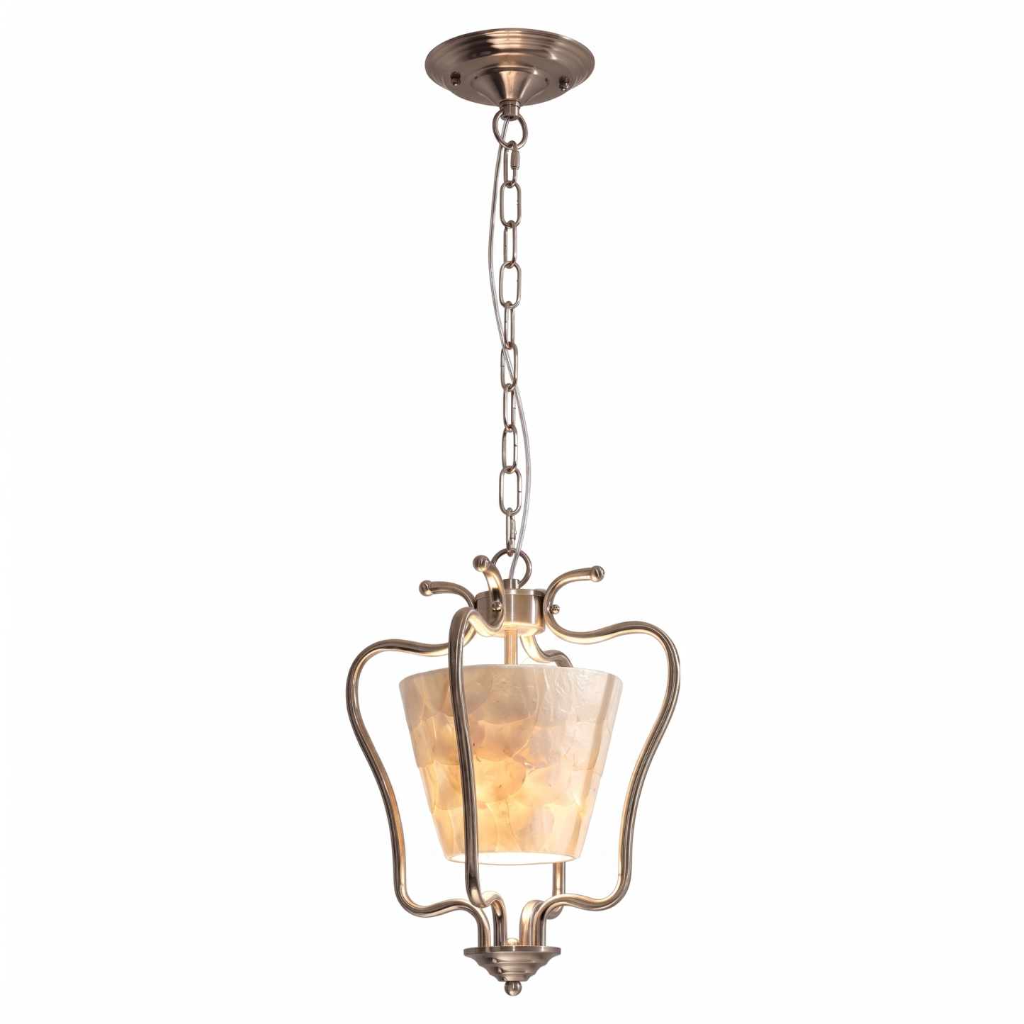 Vintage Lantern Shell Pendant Light Elegant Hanging Ceiling Light for Kitchen Island Dining Room Entryway