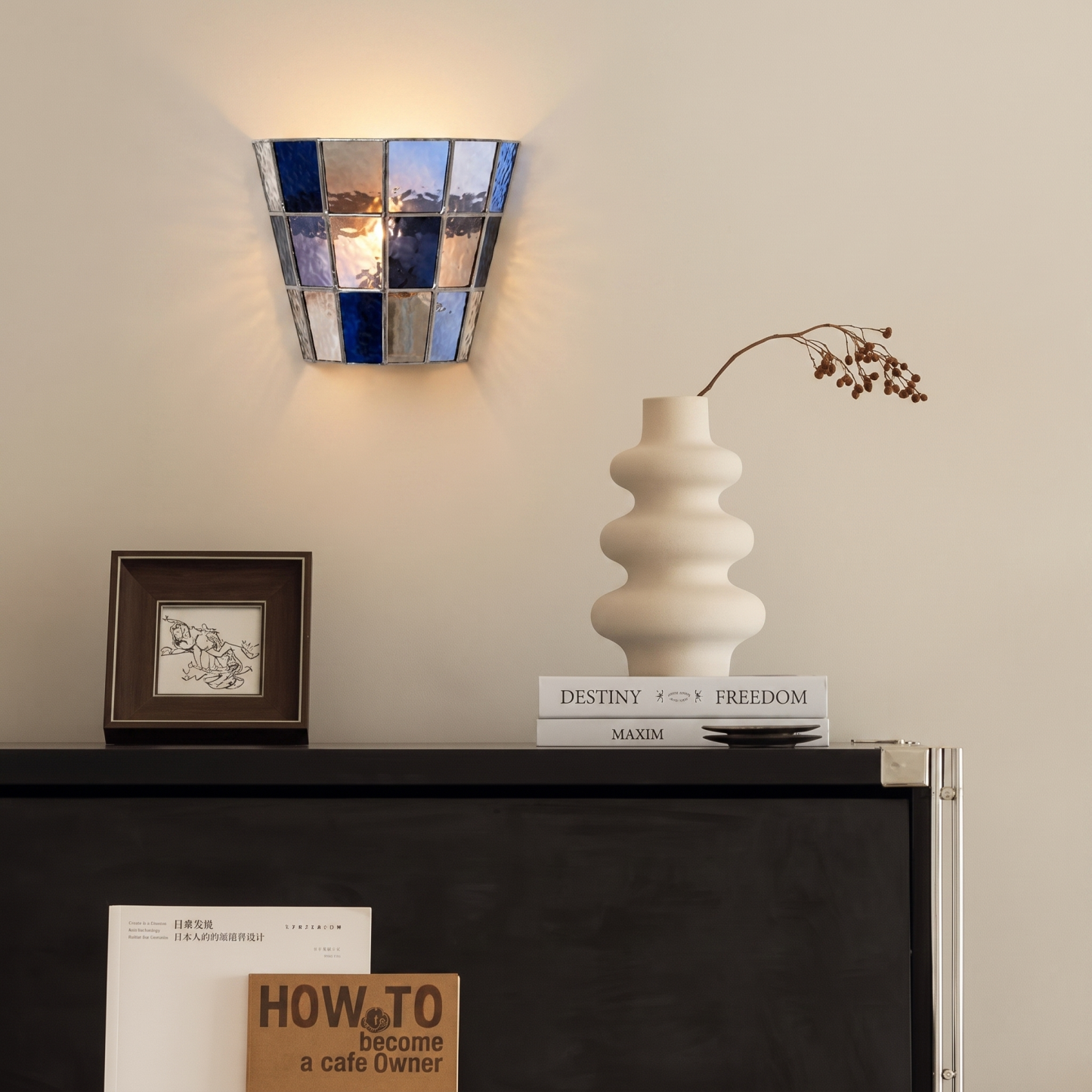 Vintage American Style Ribbed Glass Wall Sconce for Bedroom Hallway