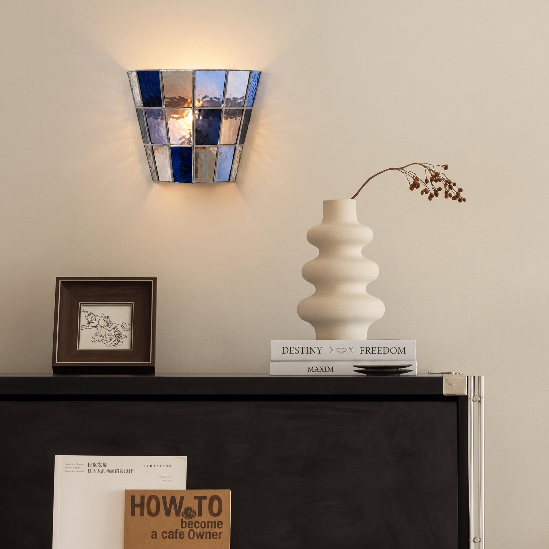 Vintage American Style Ribbed Glass Wall Sconce for Bedroom Hallway